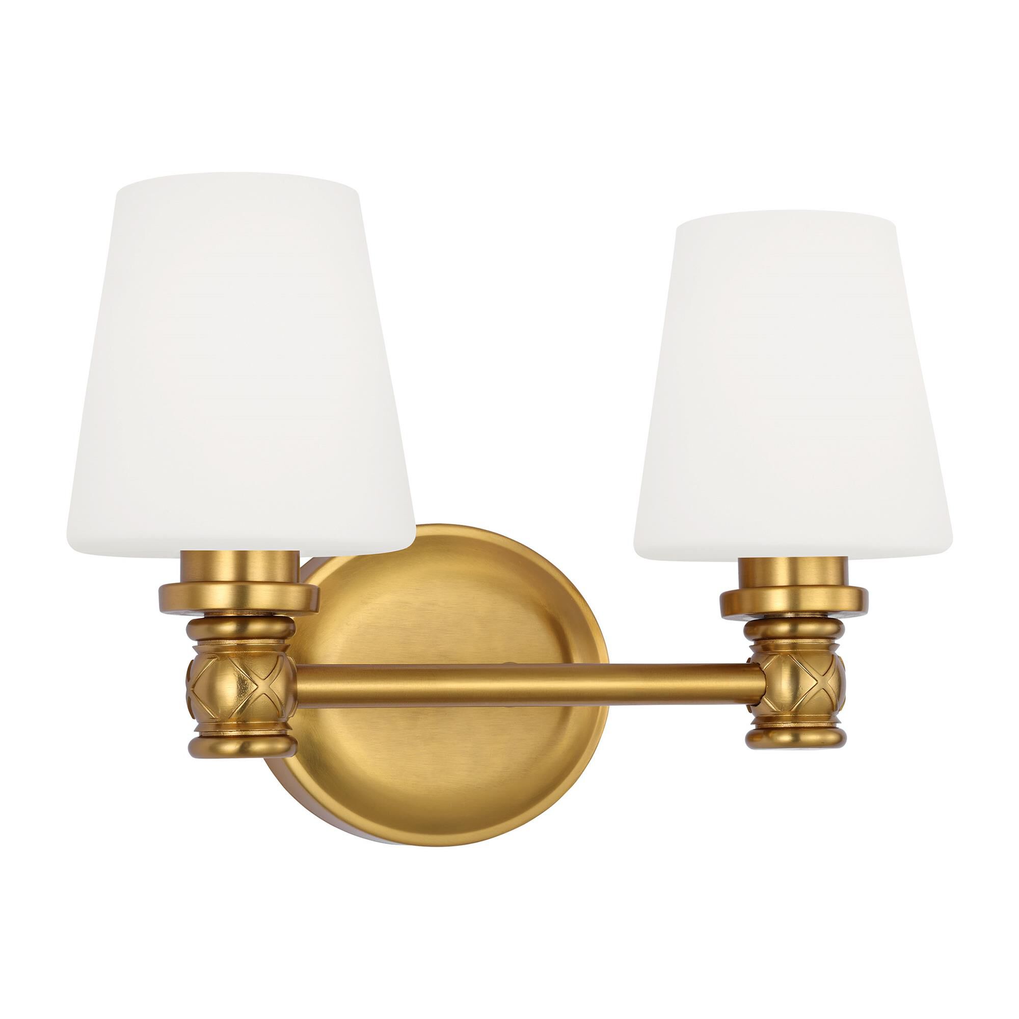 Shown in Burnished Brass finish and Opal Etched Cased glass