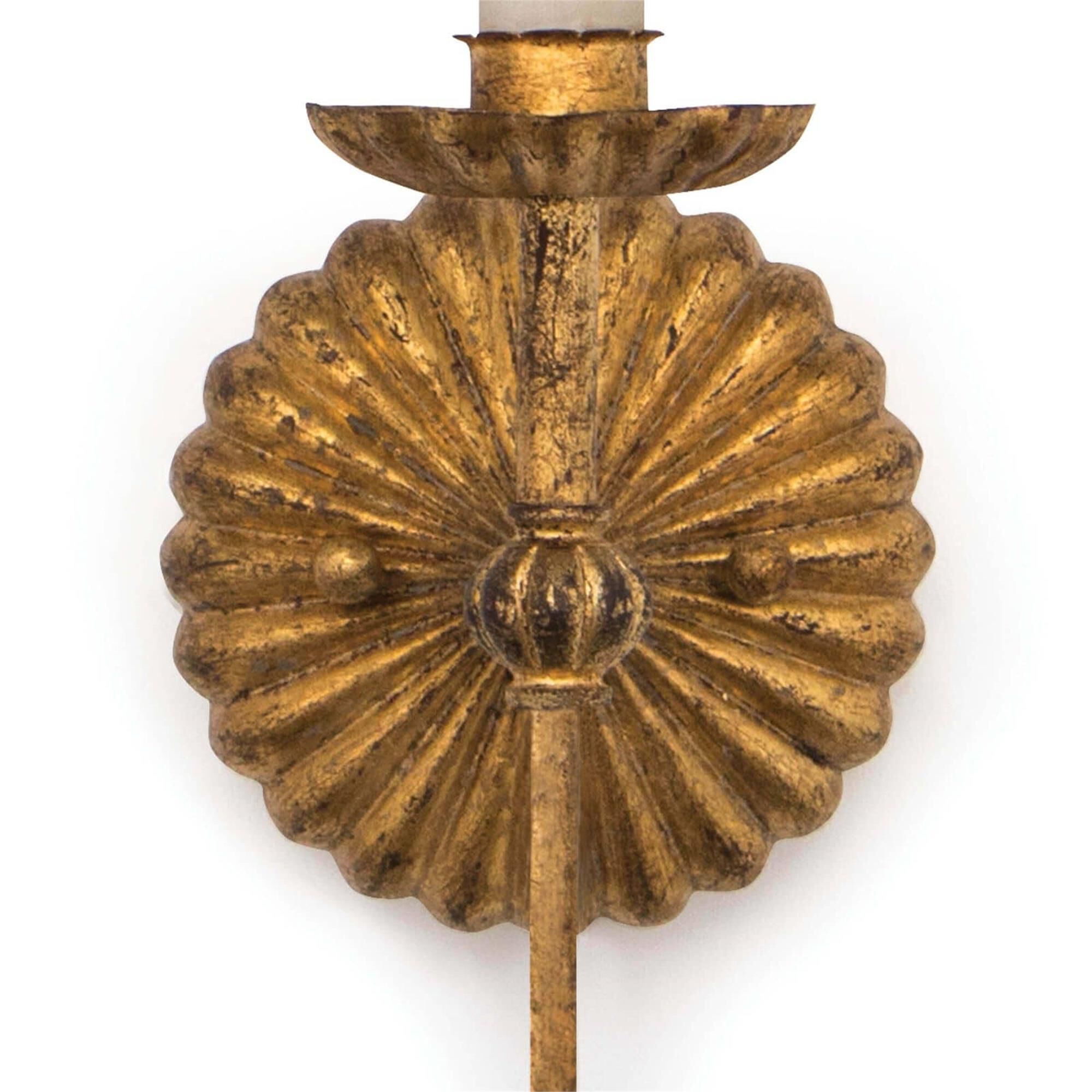 Shown in Antique Gold Leaf finish and Linen shade