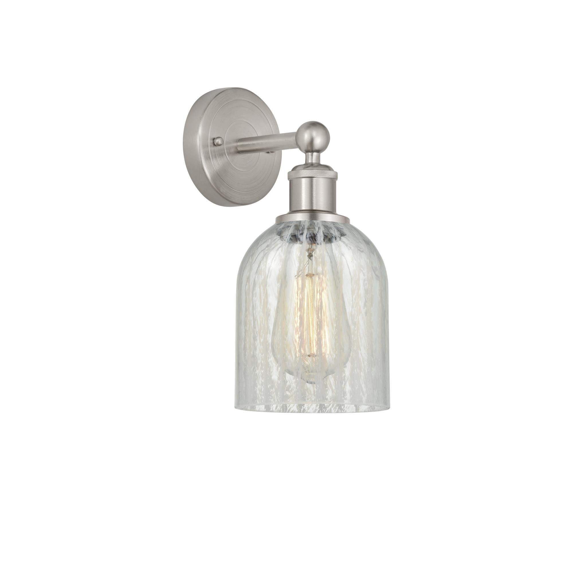 Shown in Brushed Satin Nickel, Mouchette finish and Mouchette glass and Mouchette Glass shade