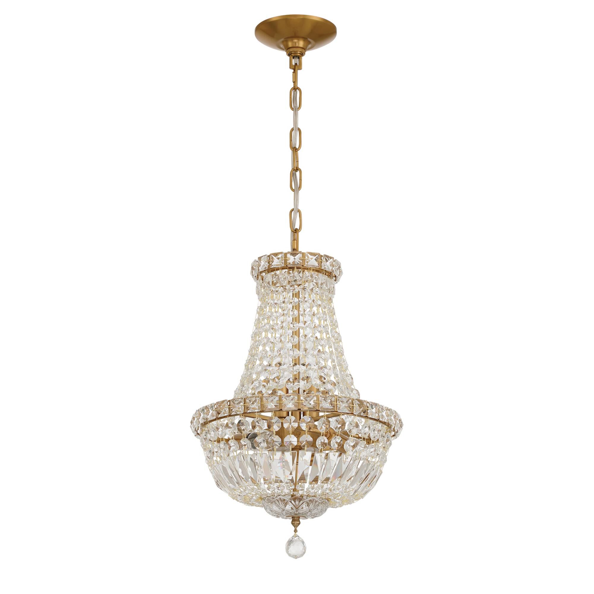 Shown in Aged Brass finish and Hand Cut crystal