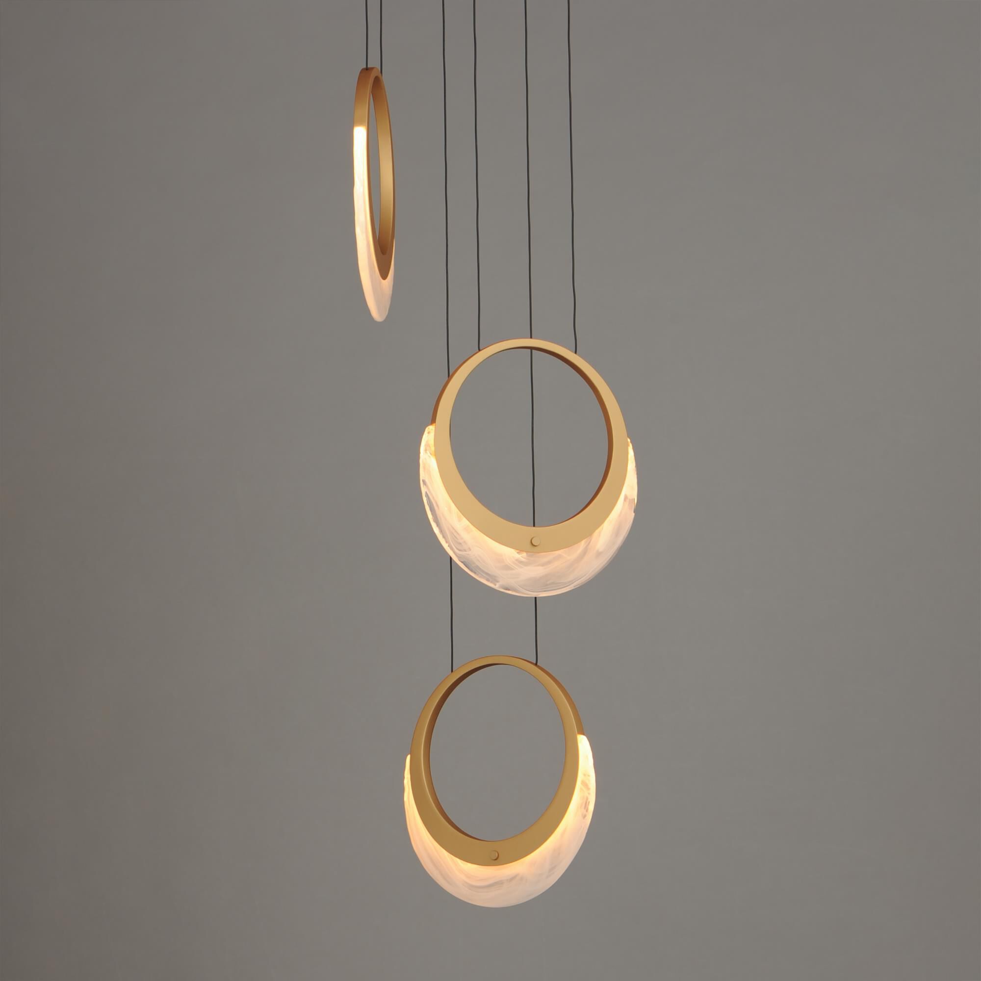 Shown in Gold finish and White Spiral glass