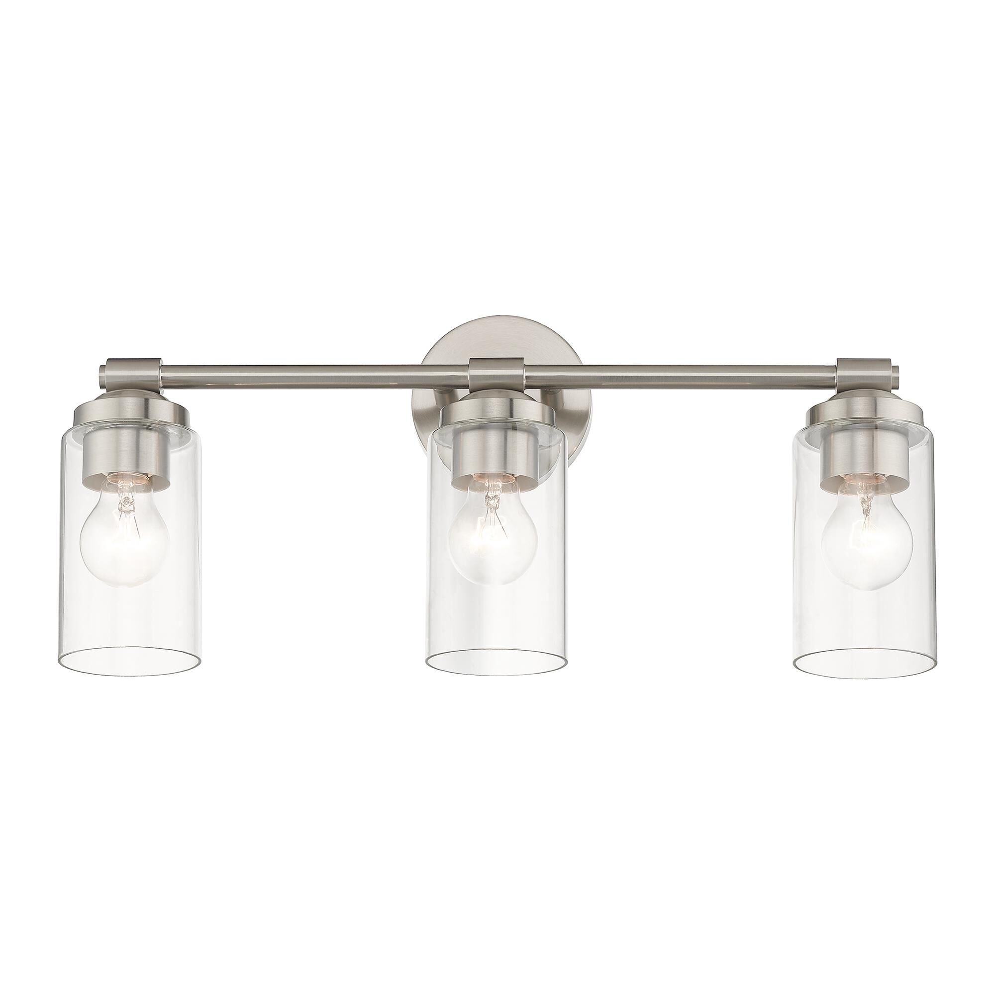 Shown in Brushed Nickel finish and Hand Blown Clear  glass