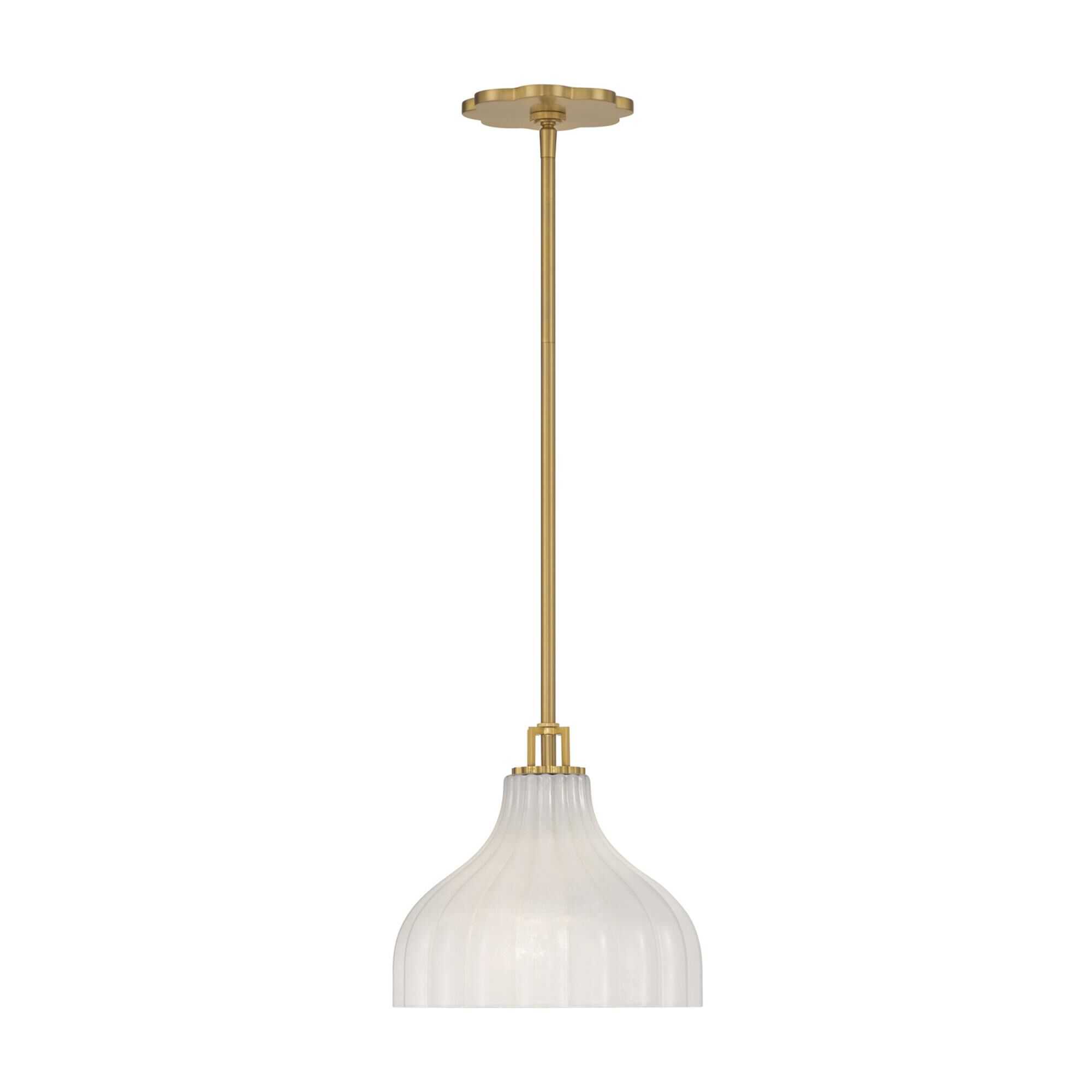 Shown in Luxe Gold finish and Strie glass and Strie Glass shade