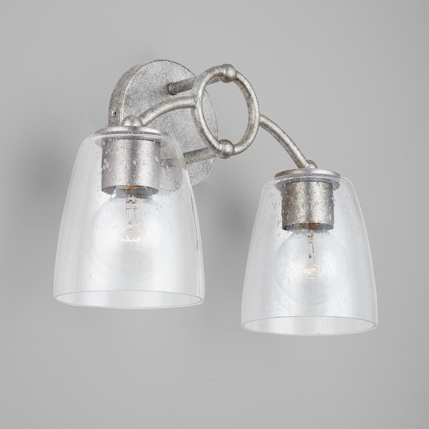 Shown in Antique Silver finish and Clear Seeded glass