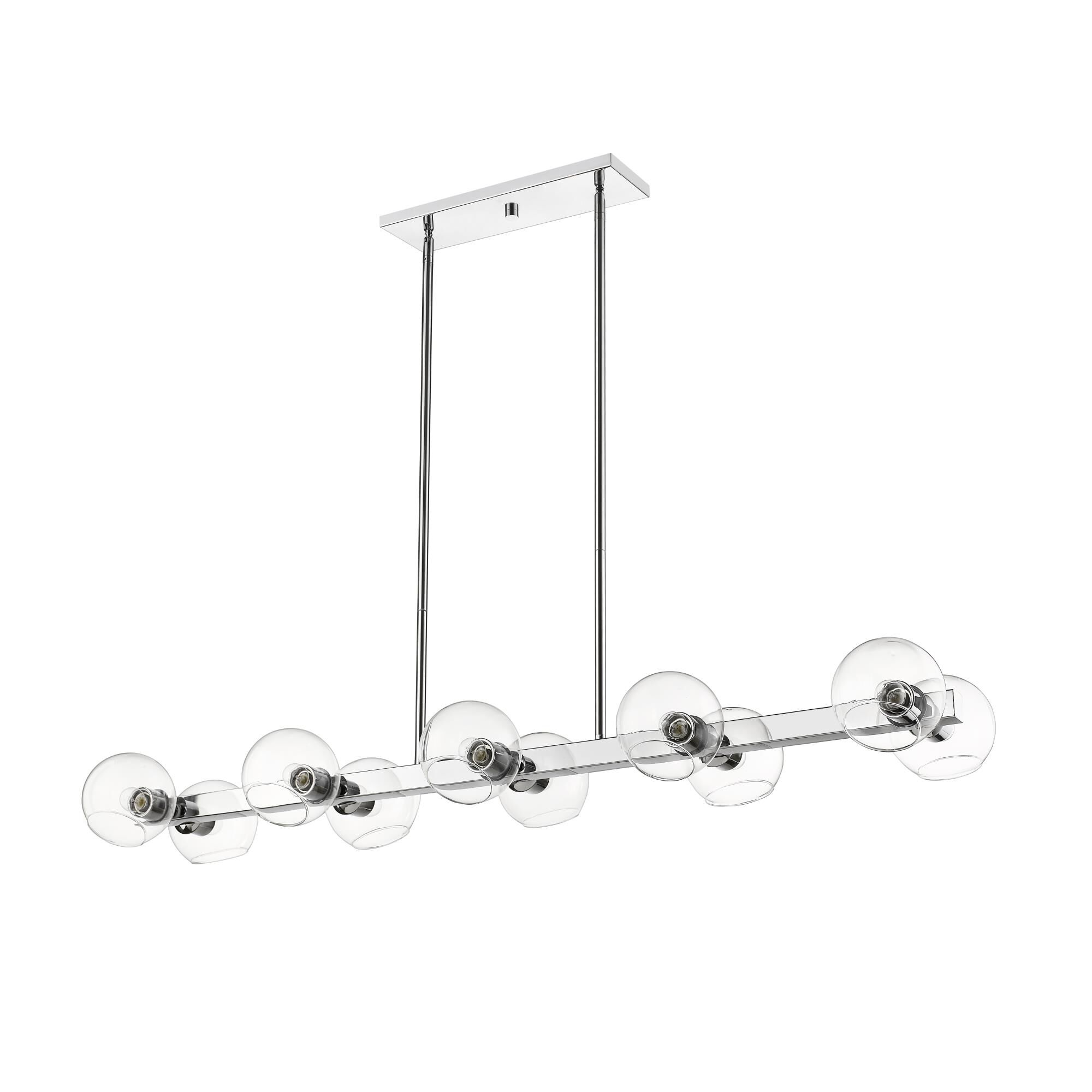 Shown in Chrome finish and Glass shade