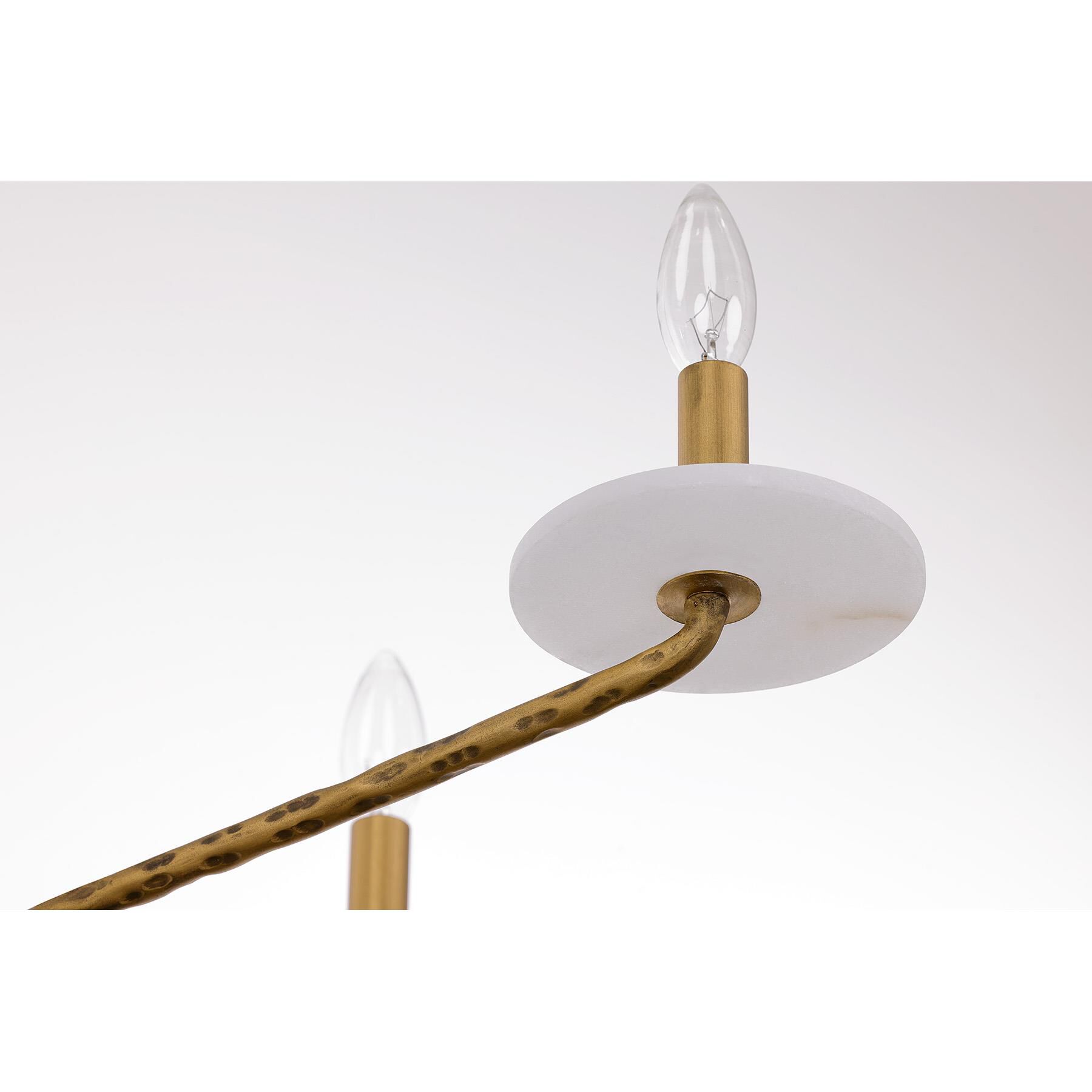 Shown in Distressed Gold finish and Natural Alabaster Stone accent