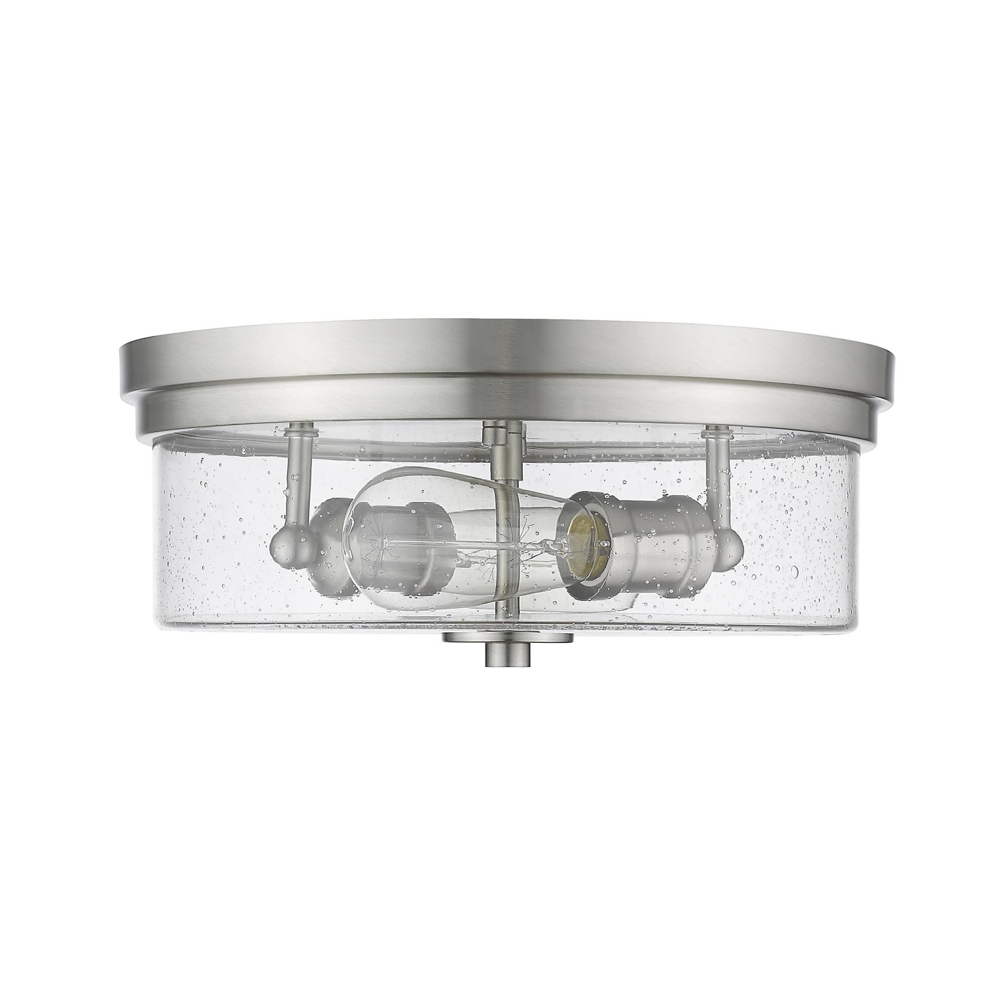 Shown in Brushed Nickel finish and Glass shade