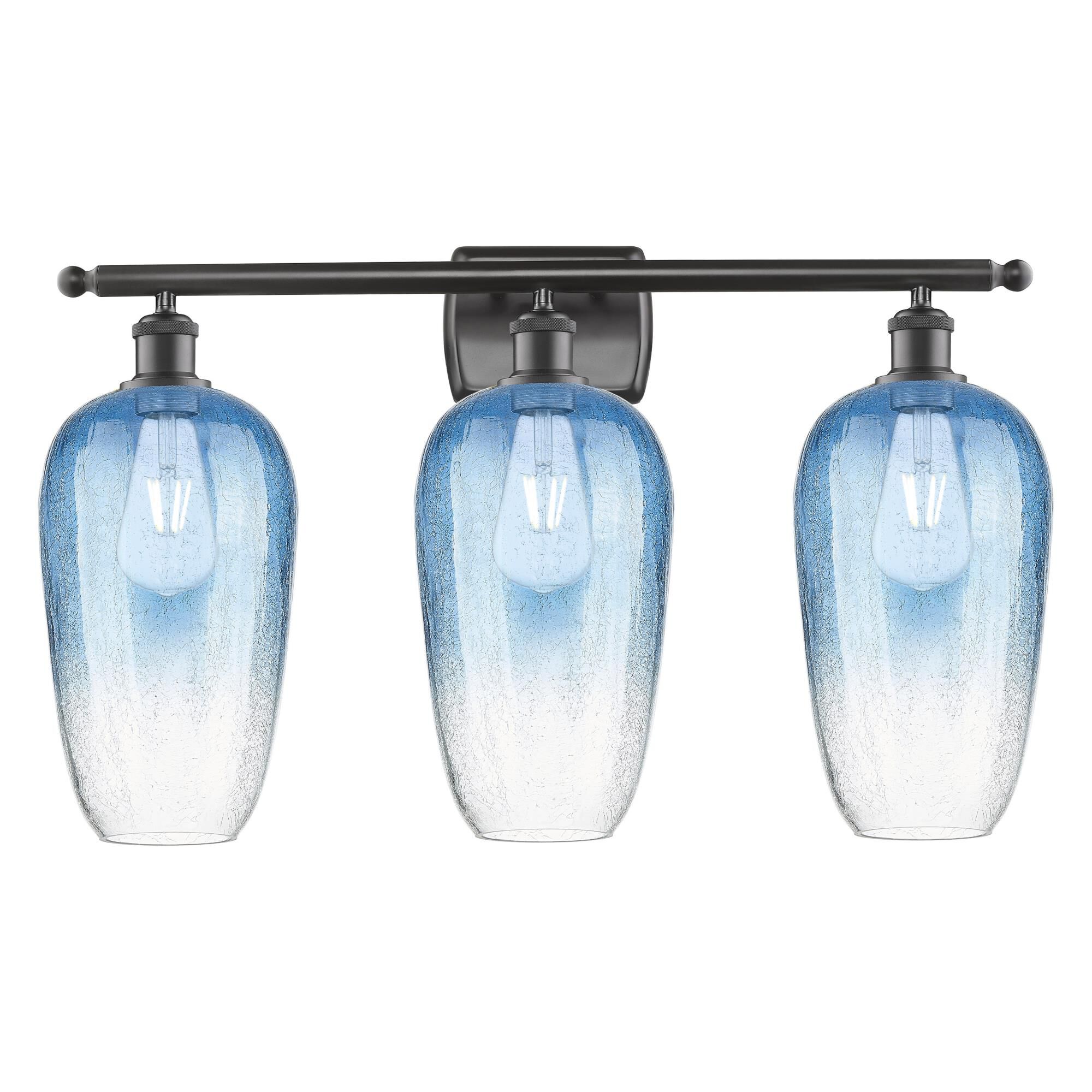 Shown in Oil Rubbed Bronze finish and Sapphire Blue glass