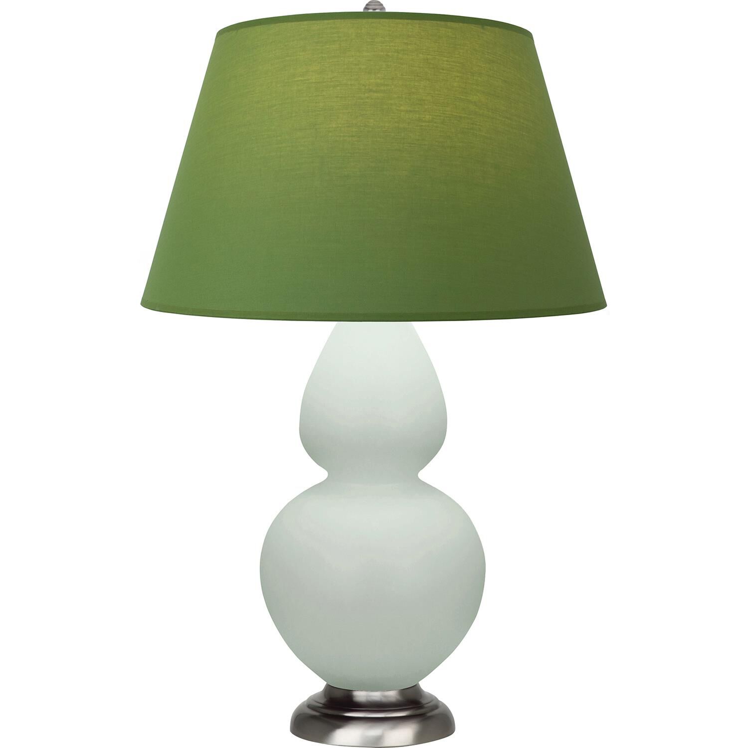 Shown in Matte Celadon finish and Tea Green and Taupe shade and Antique Silver accent