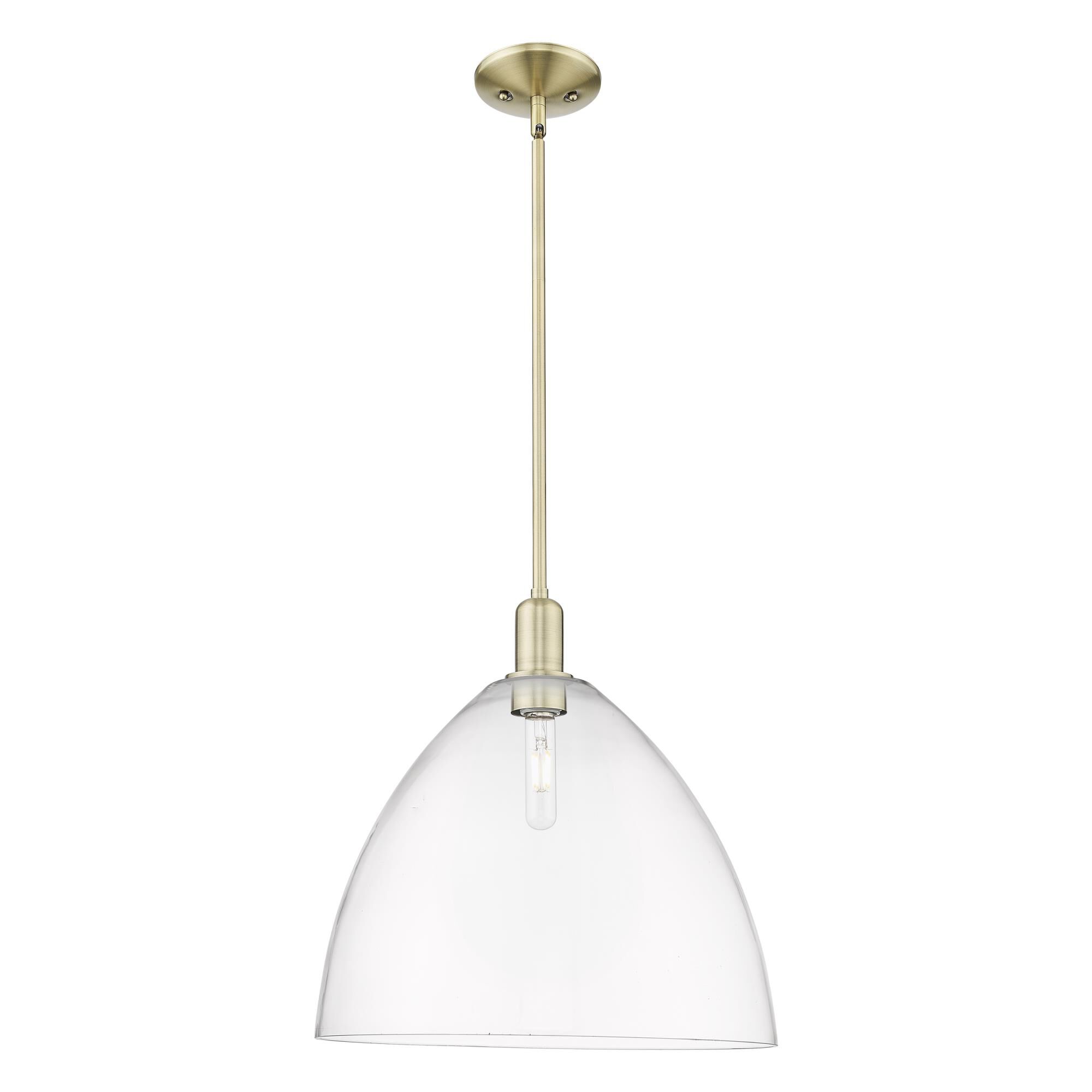 Shown in Antique Brass finish and Clear glass