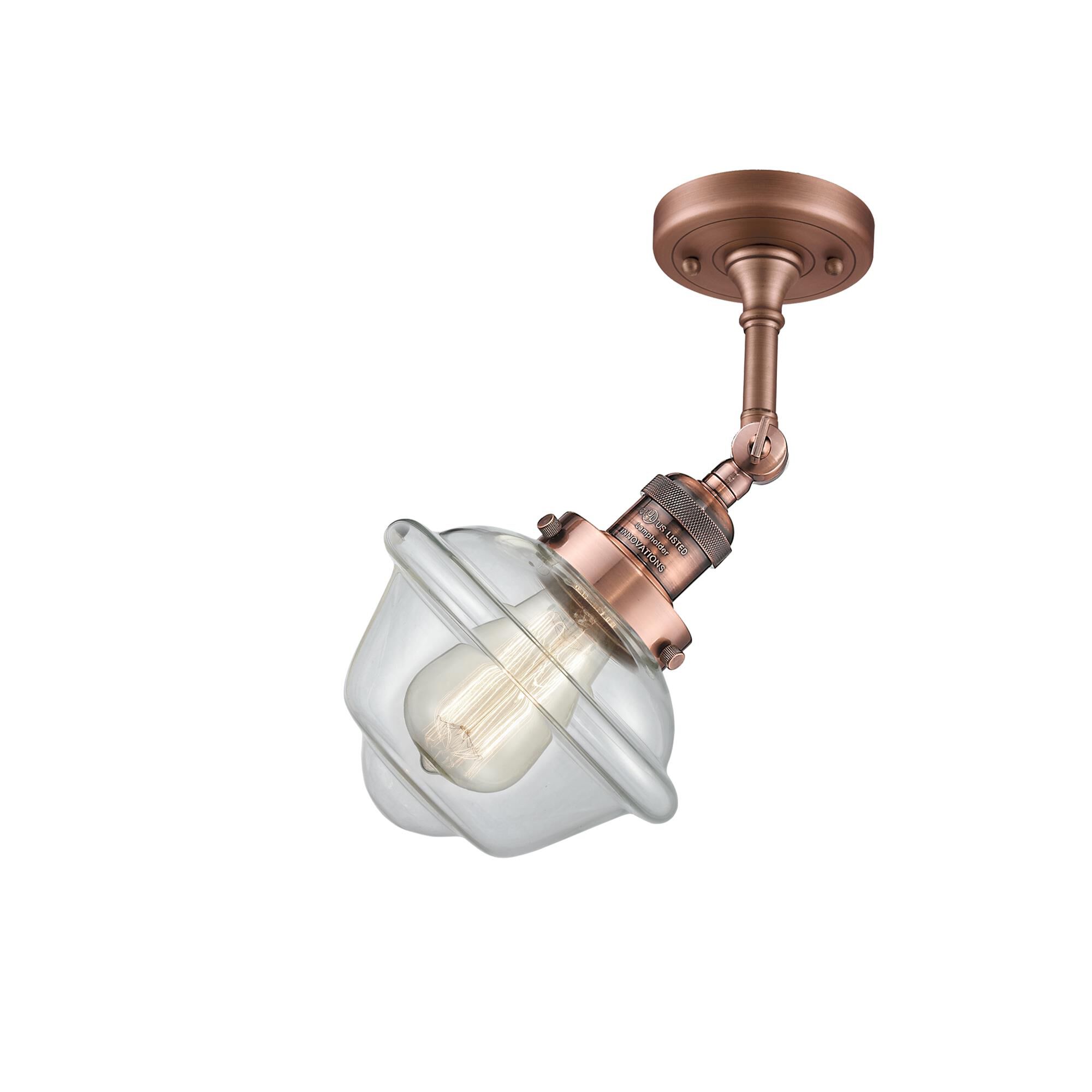 Shown in Antique Copper finish and Clear glass