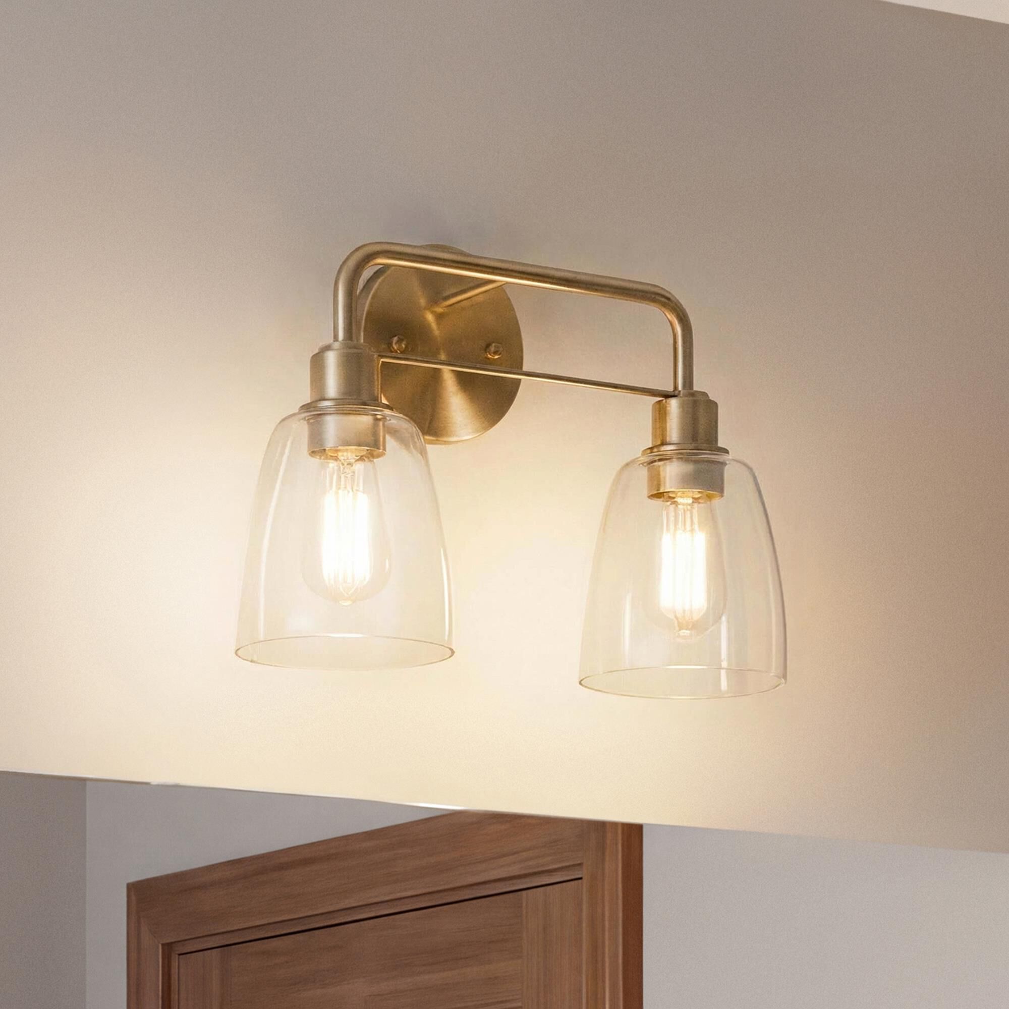 Shown in Champagne Bronze finish and Clear glass