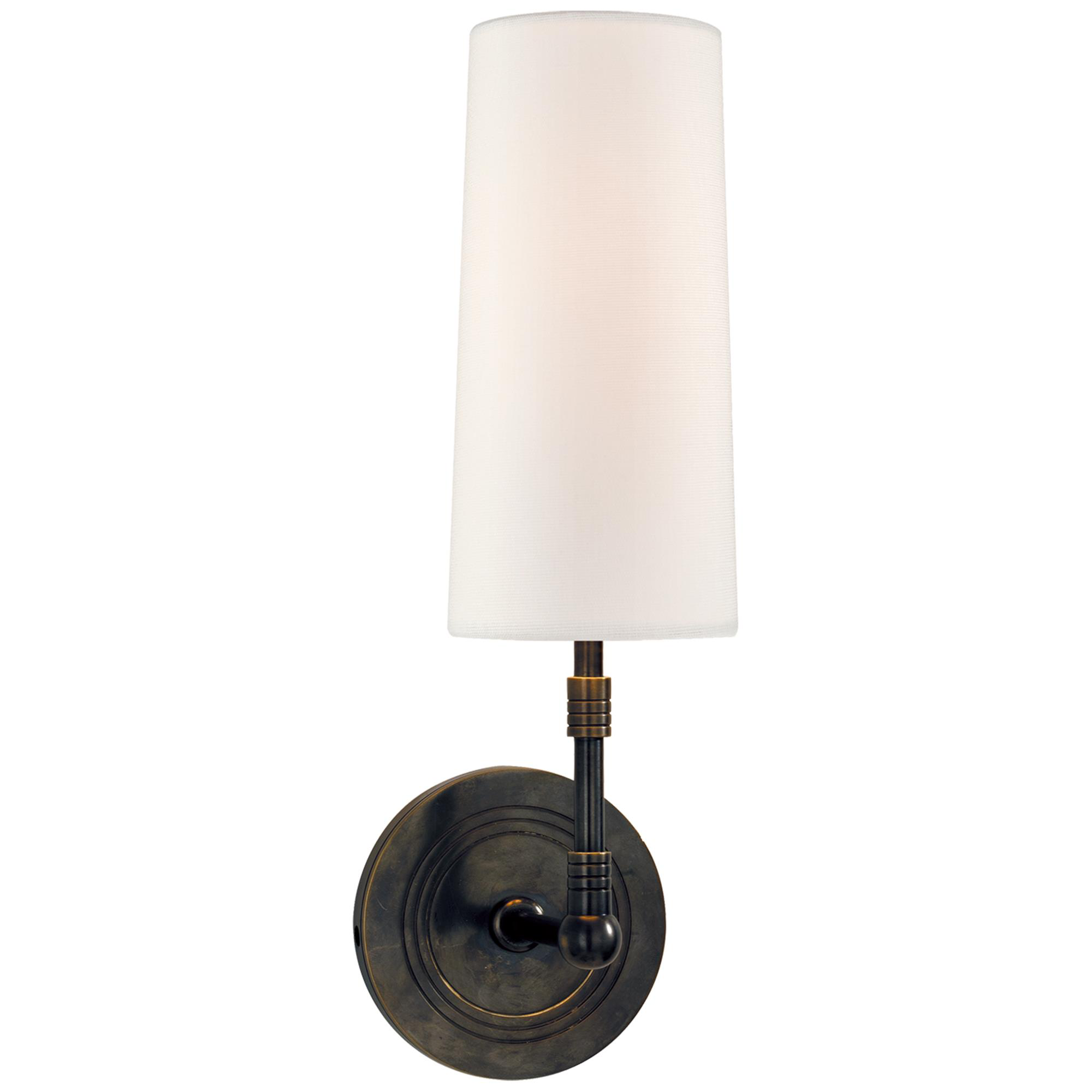 Shown in Bronze finish and Linen shade