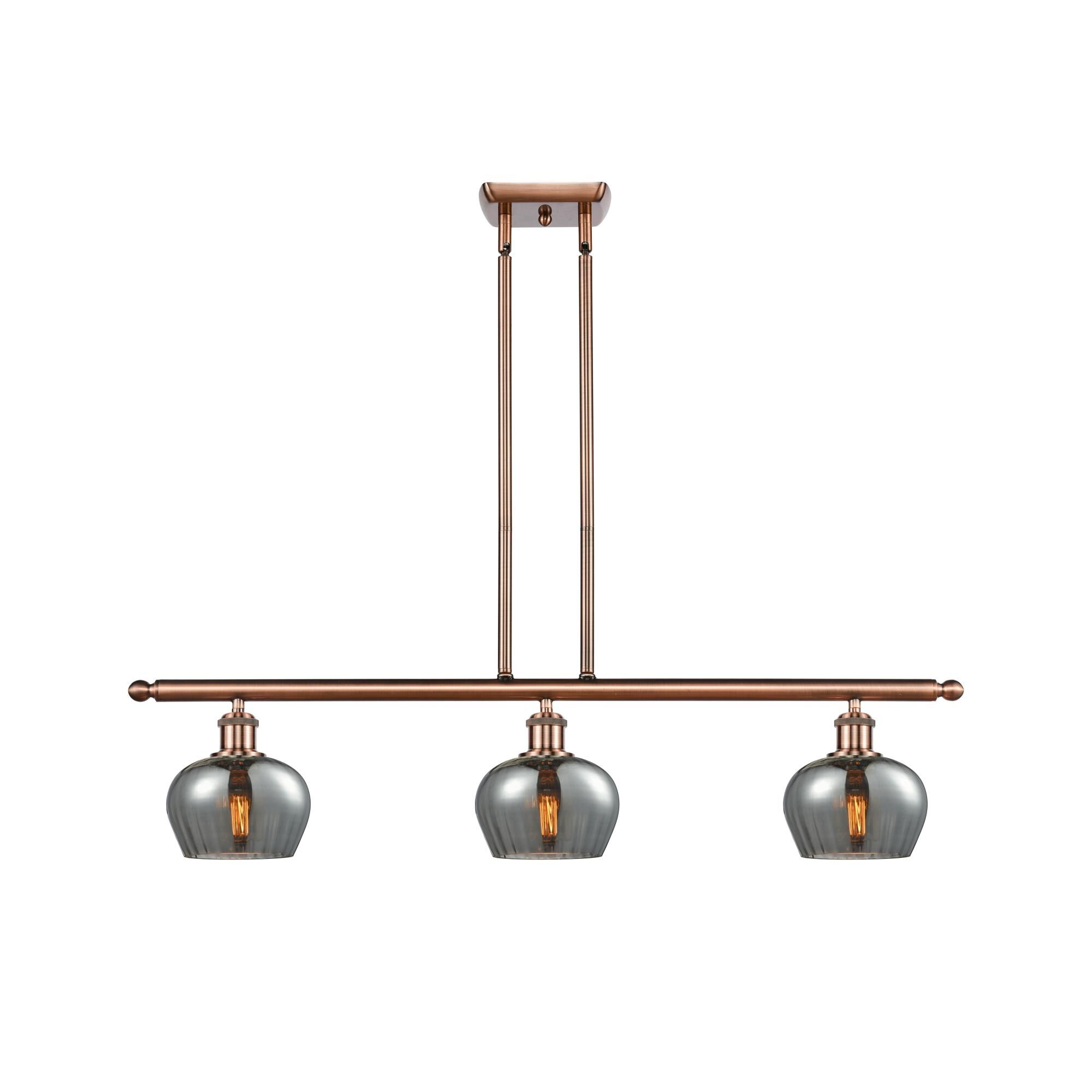 Shown in Antique Copper finish and Bowl glass and Glass shade
