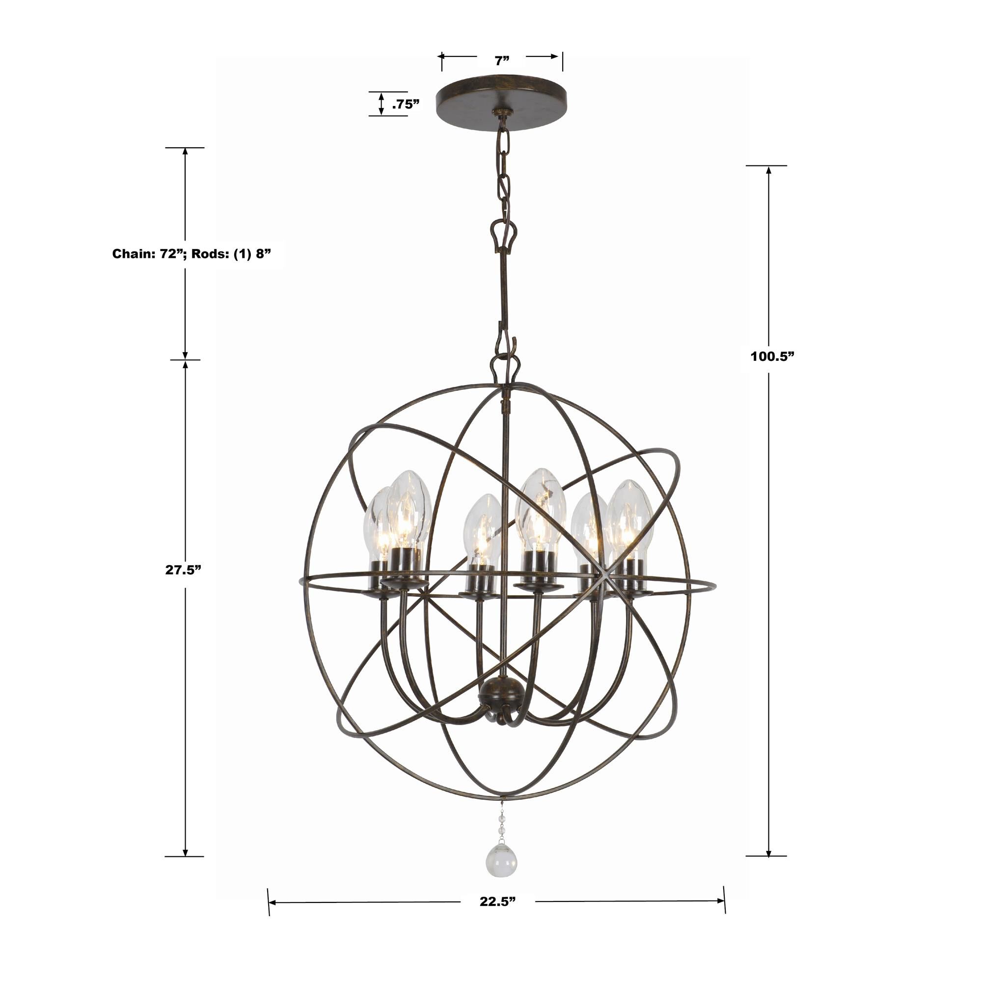 Shown in English Bronze finish and Clear Glass Drops crystal and Glass glass and Clear shade