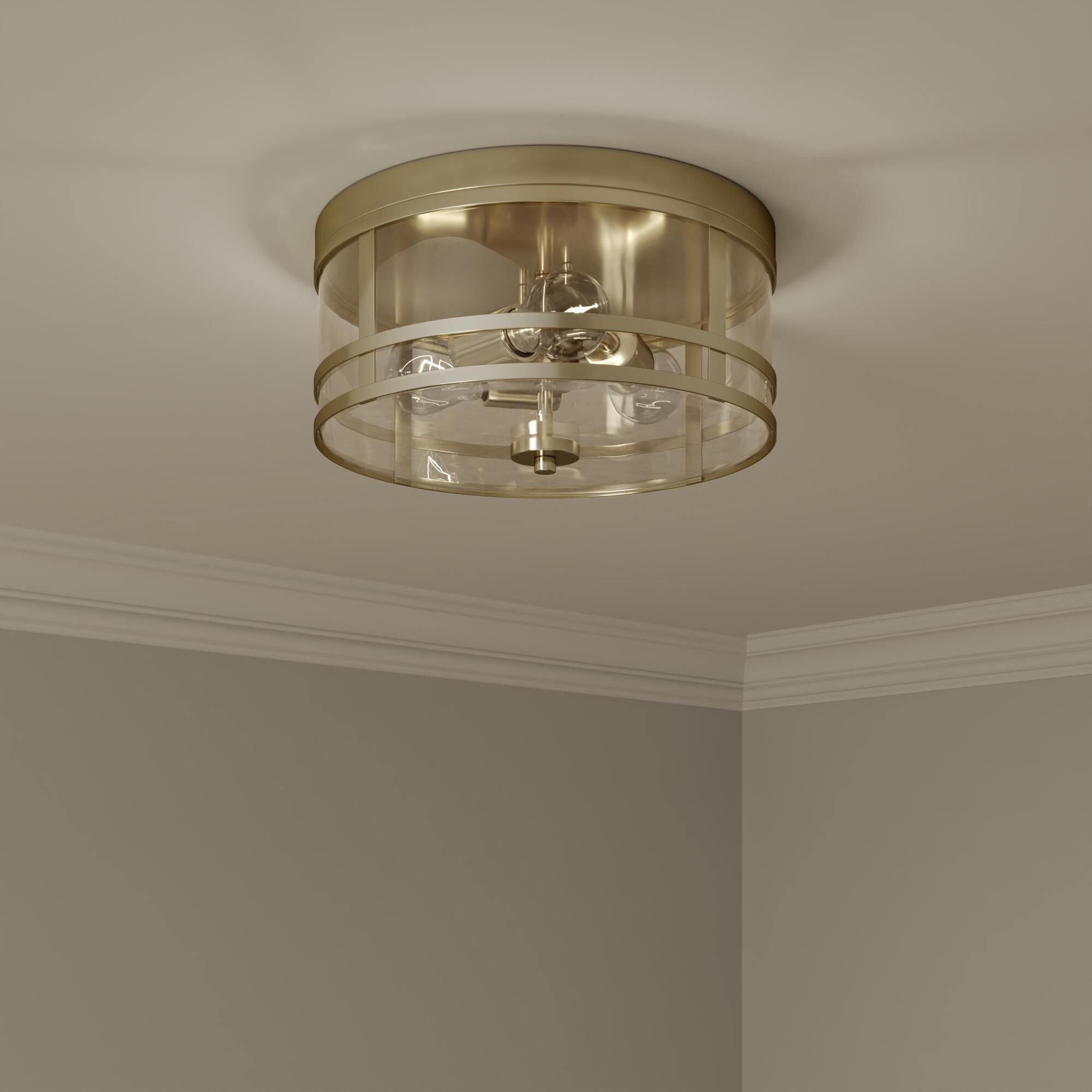 Shown in Modern Gold finish and Clear glass