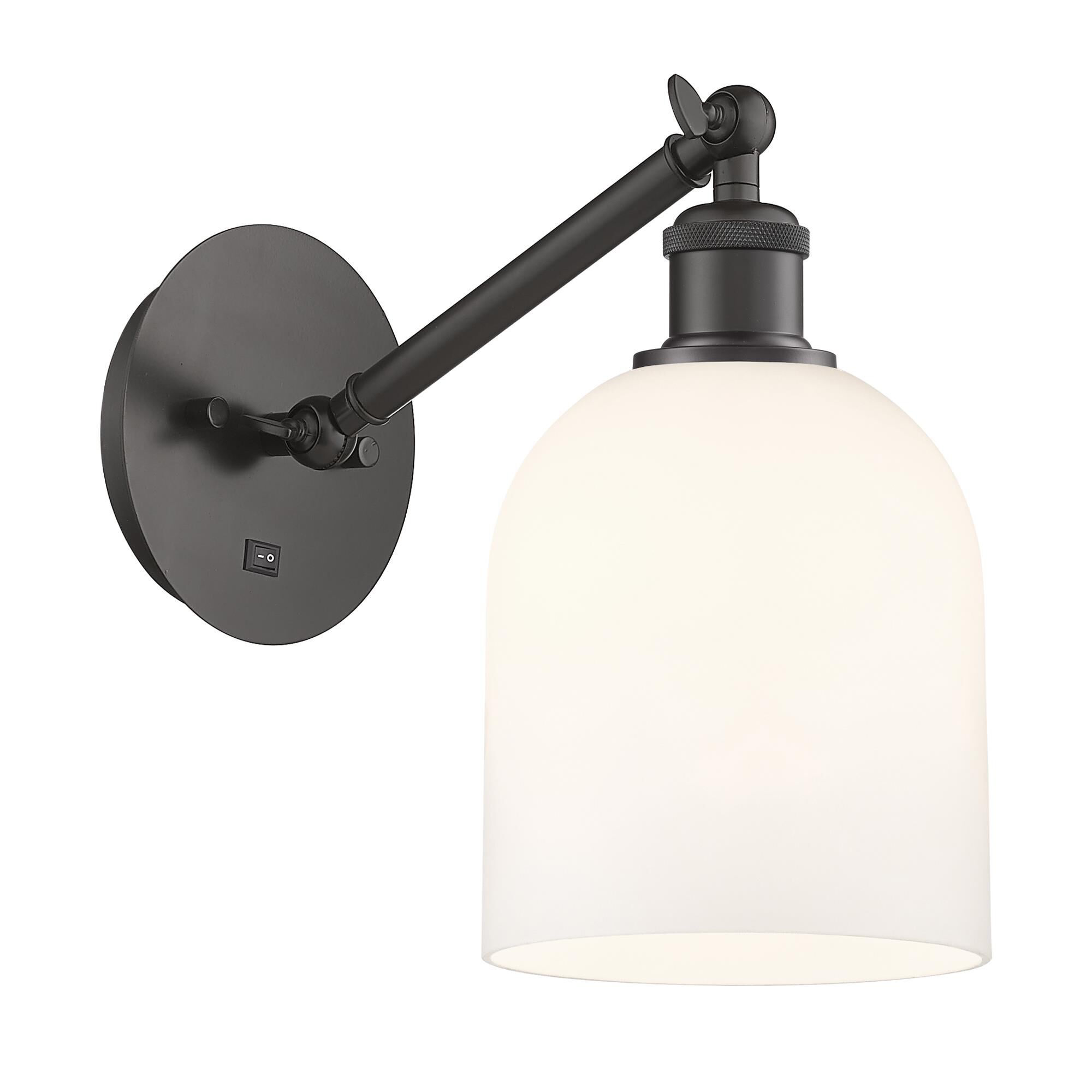 Shown in Oil Rubbed Bronze finish and Gloss White glass