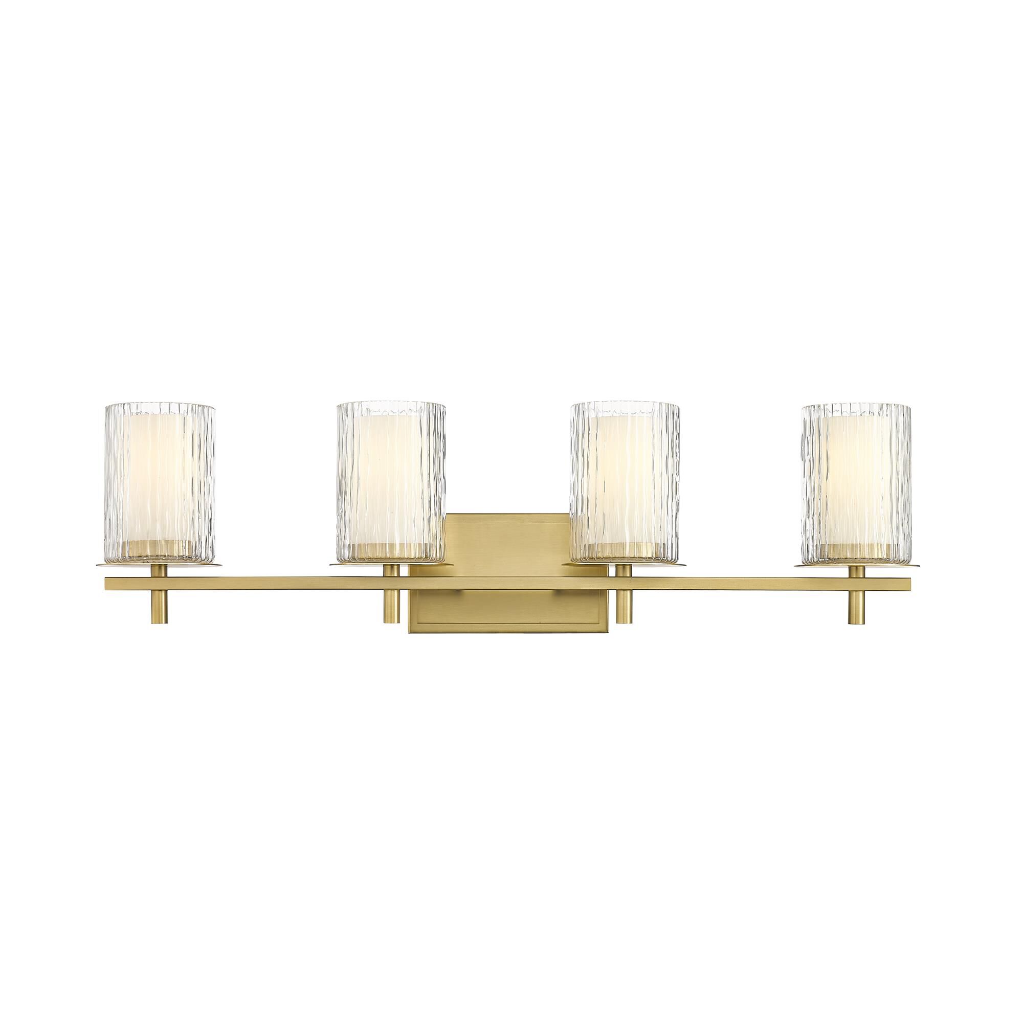 Shown in Modern Gold finish and Clear + Etched Opal glass and Clear + Etched Opal shade