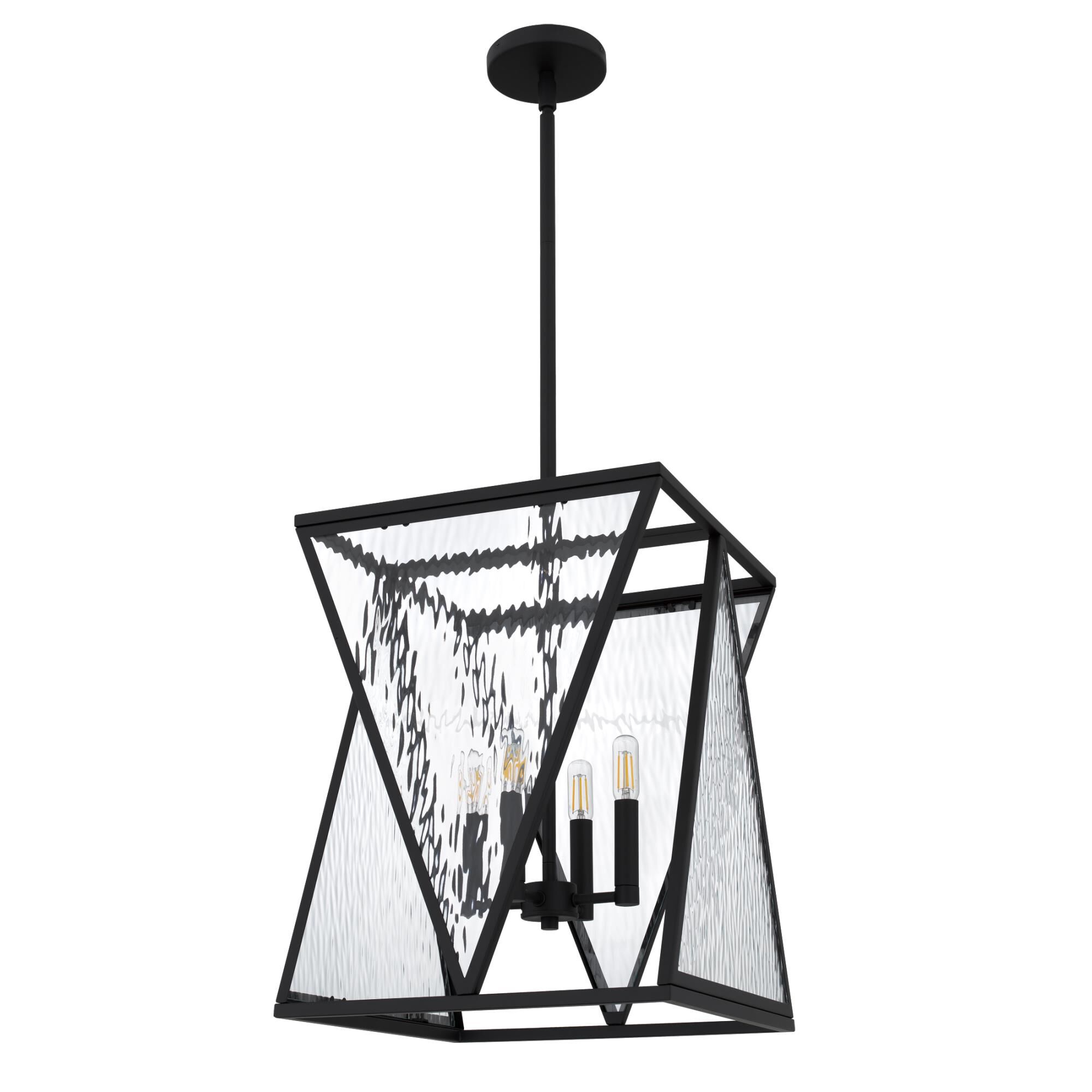 Shown in Matte Black finish and Clear Water Glass shade