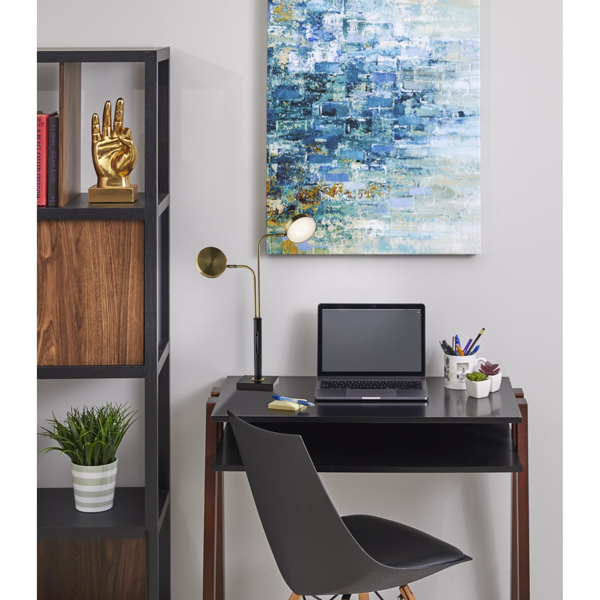 Shown in Black and Antique Brass finish