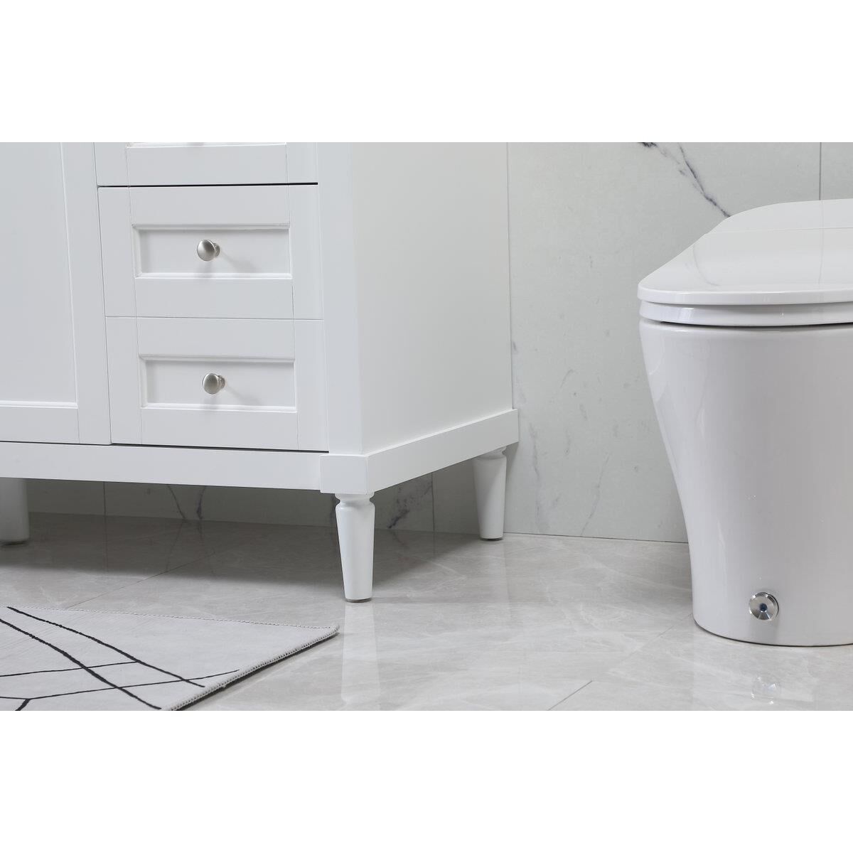 Shown in White finish and Single Bathroom Vanity accent