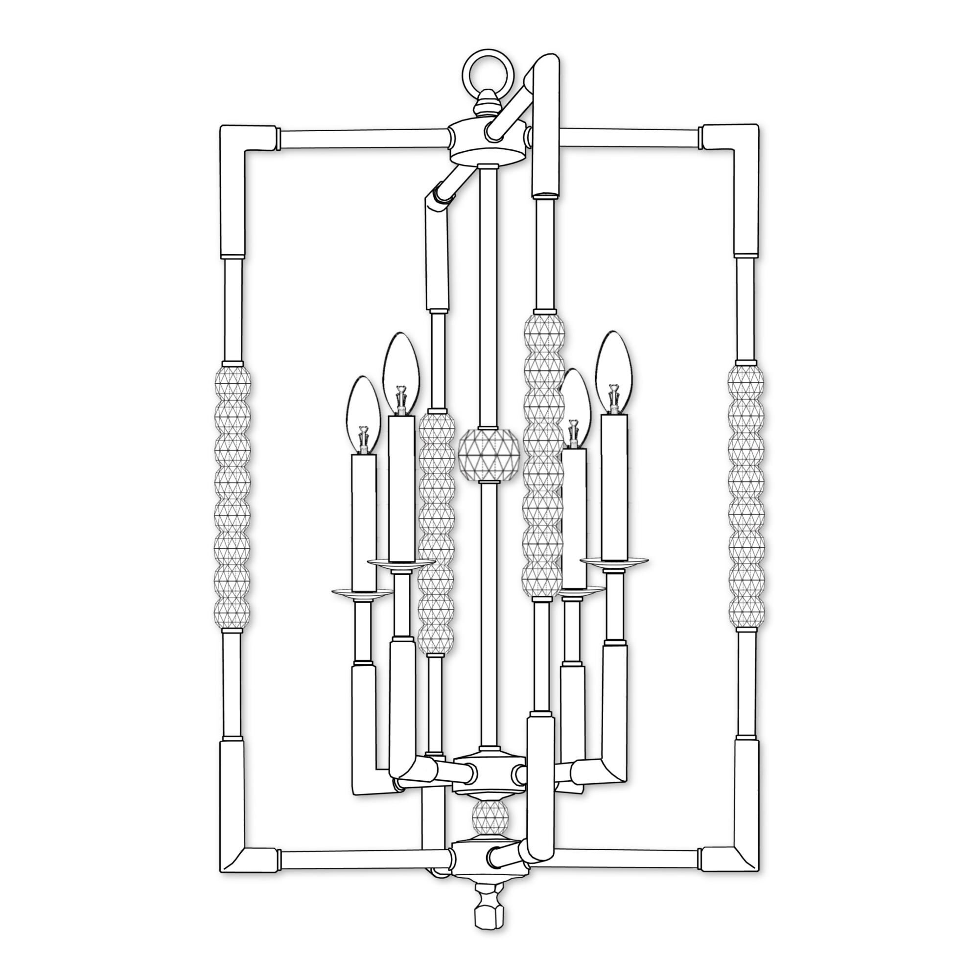 Magro 4 Light Mini Chandelier by American Brass and Crystal
