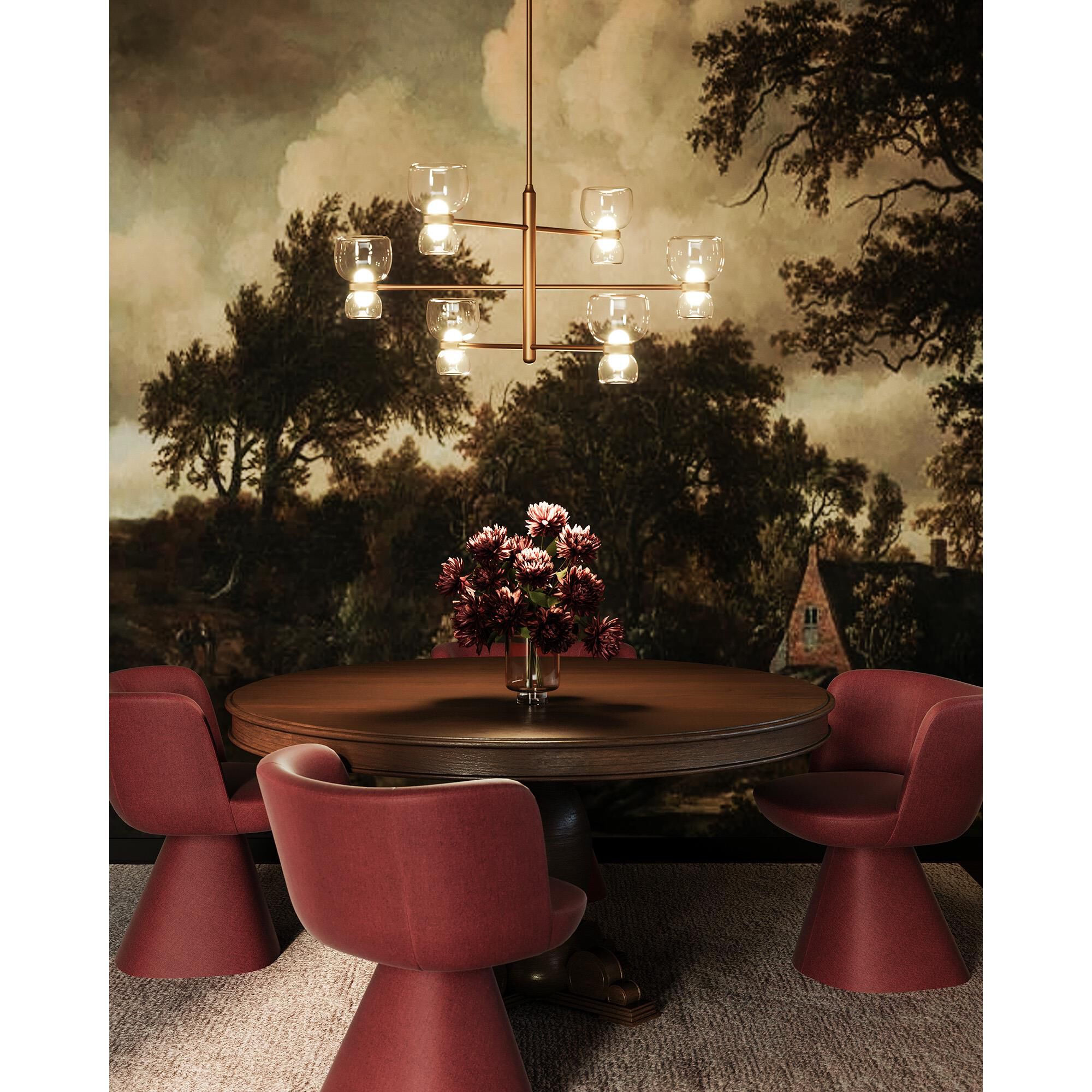 Shown in Vintage Brass finish and Clear glass