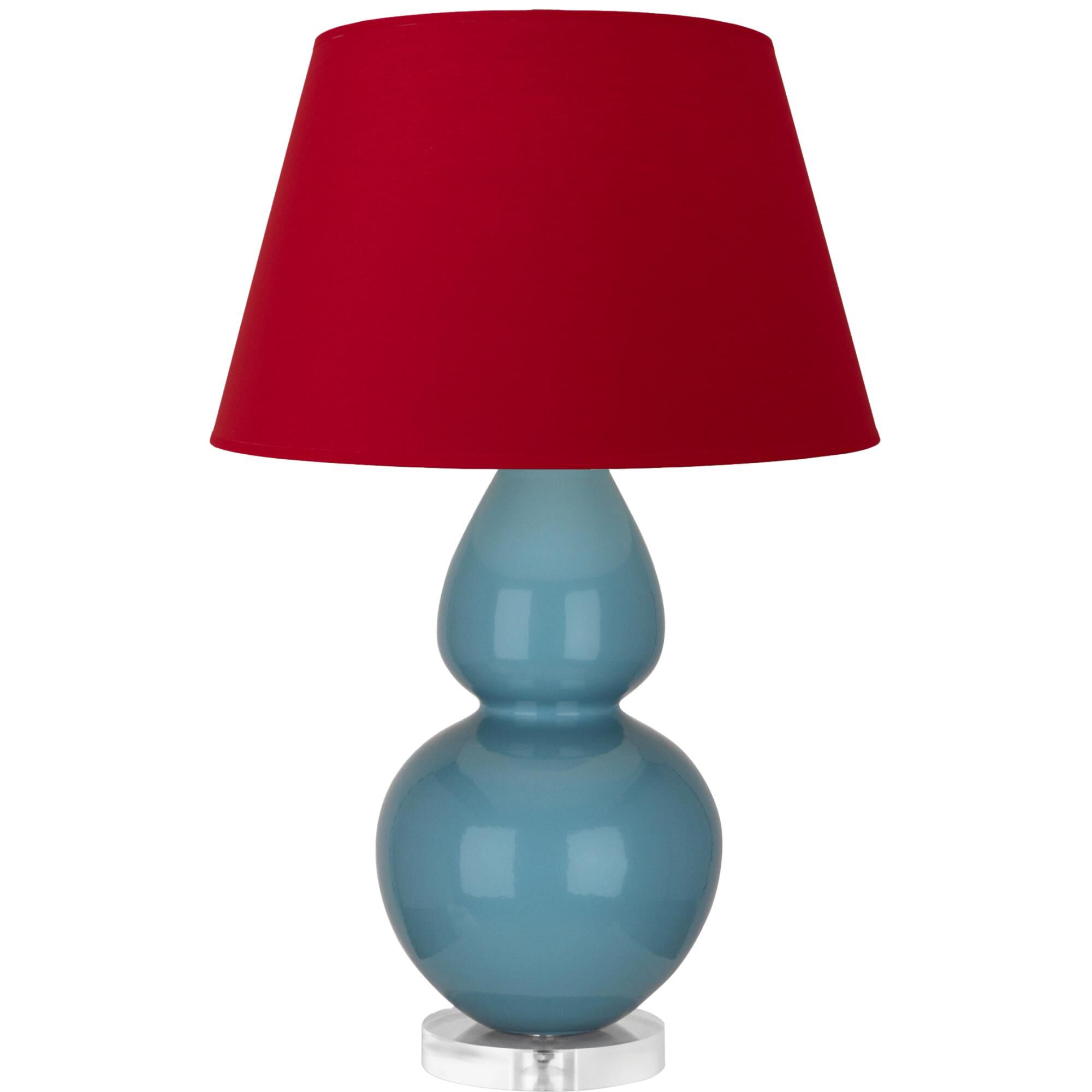 Shown in Steel Blue finish and Black and Red shade and Lucite accent