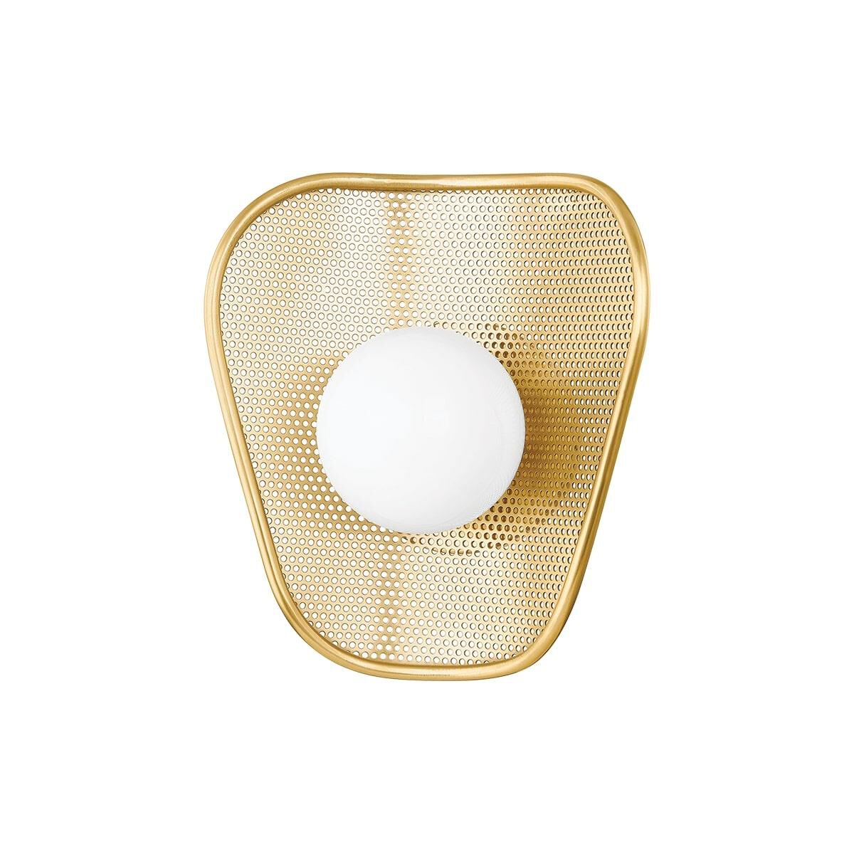 Shown in Aged Brass finish and Opal Shiny shade