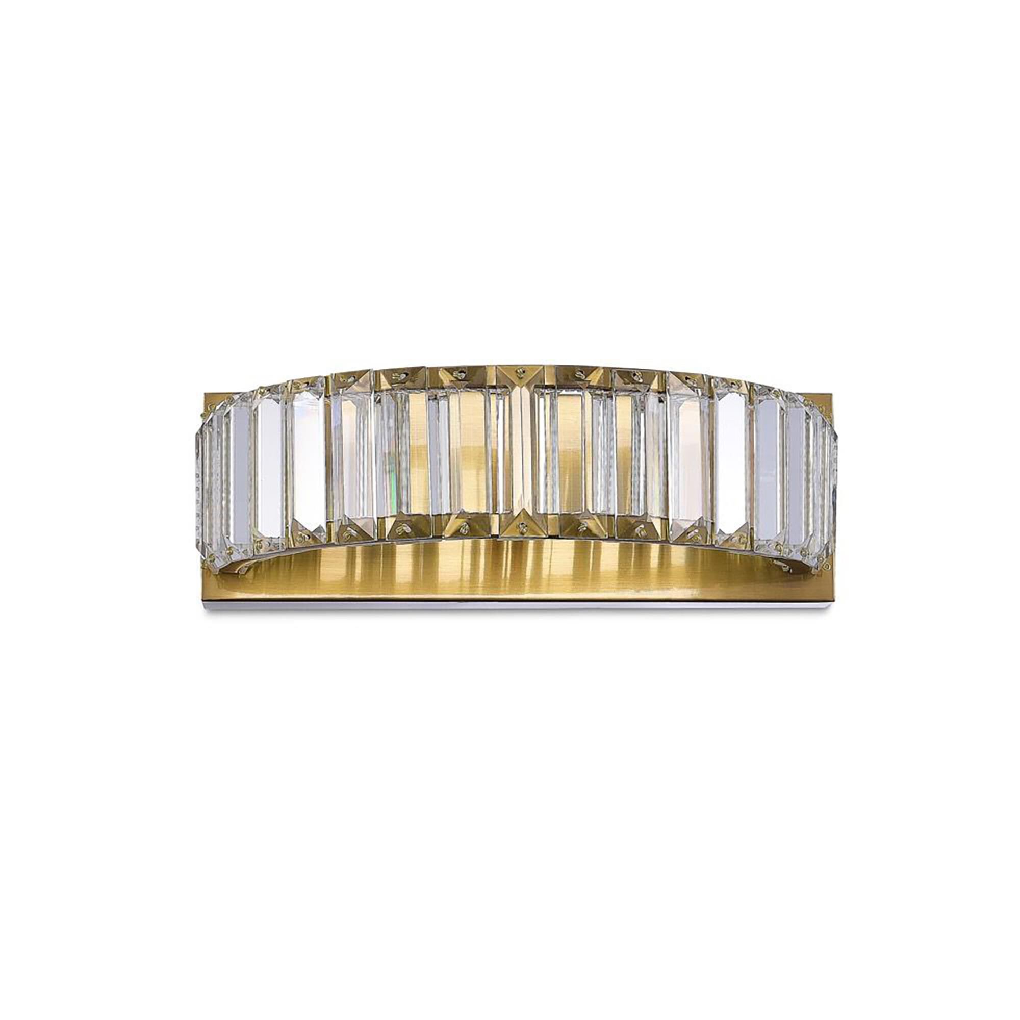 Shown in Brushed Brass finish and Clear Crystal glass