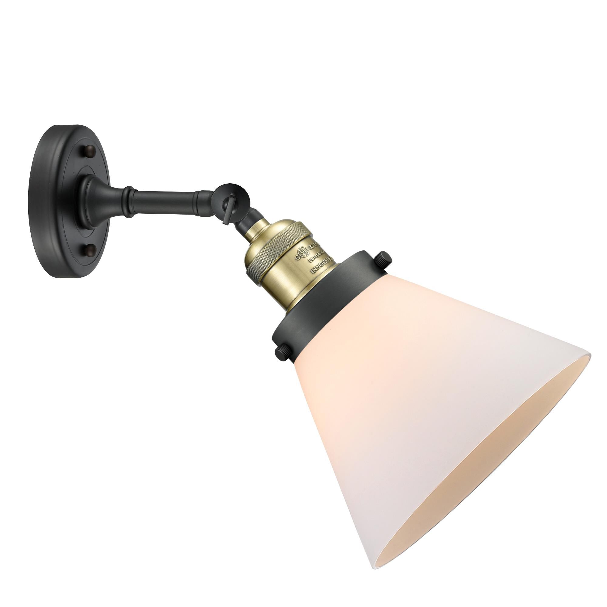 Shown in Black Antique Brass finish and Matte White Cased glass and Brushed Satin Nickel shade and No Accent accent