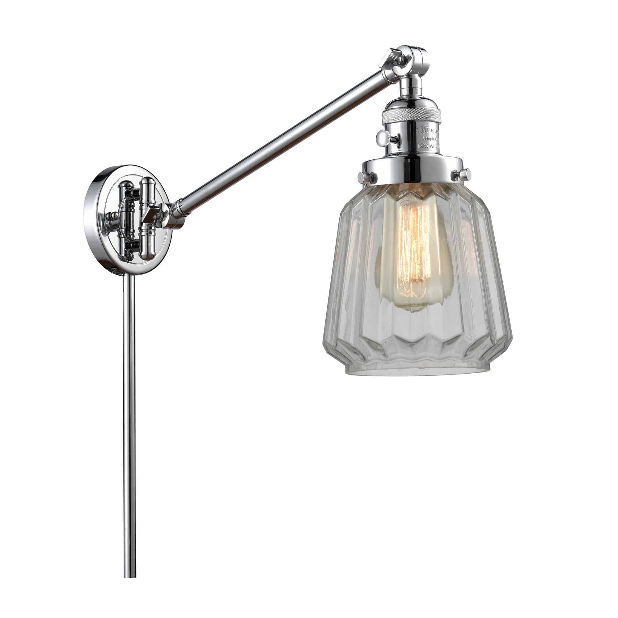 Shown in Polished Chrome finish and Clear glass