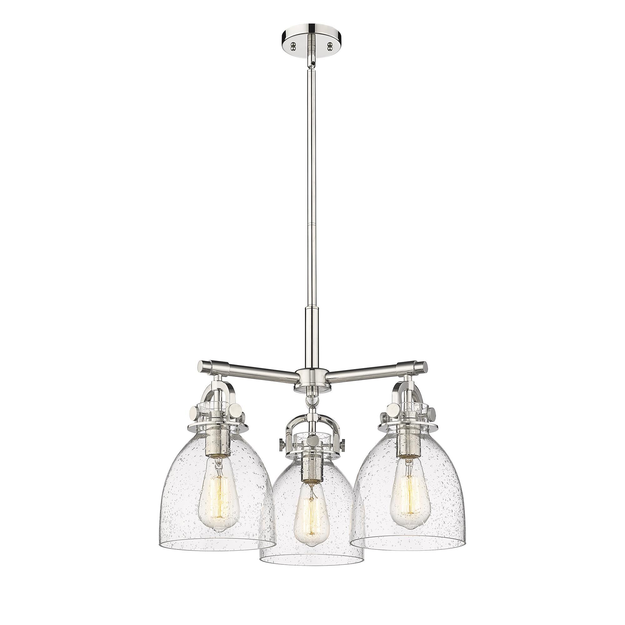 Shown in Polished Nickel finish and Seedy glass
