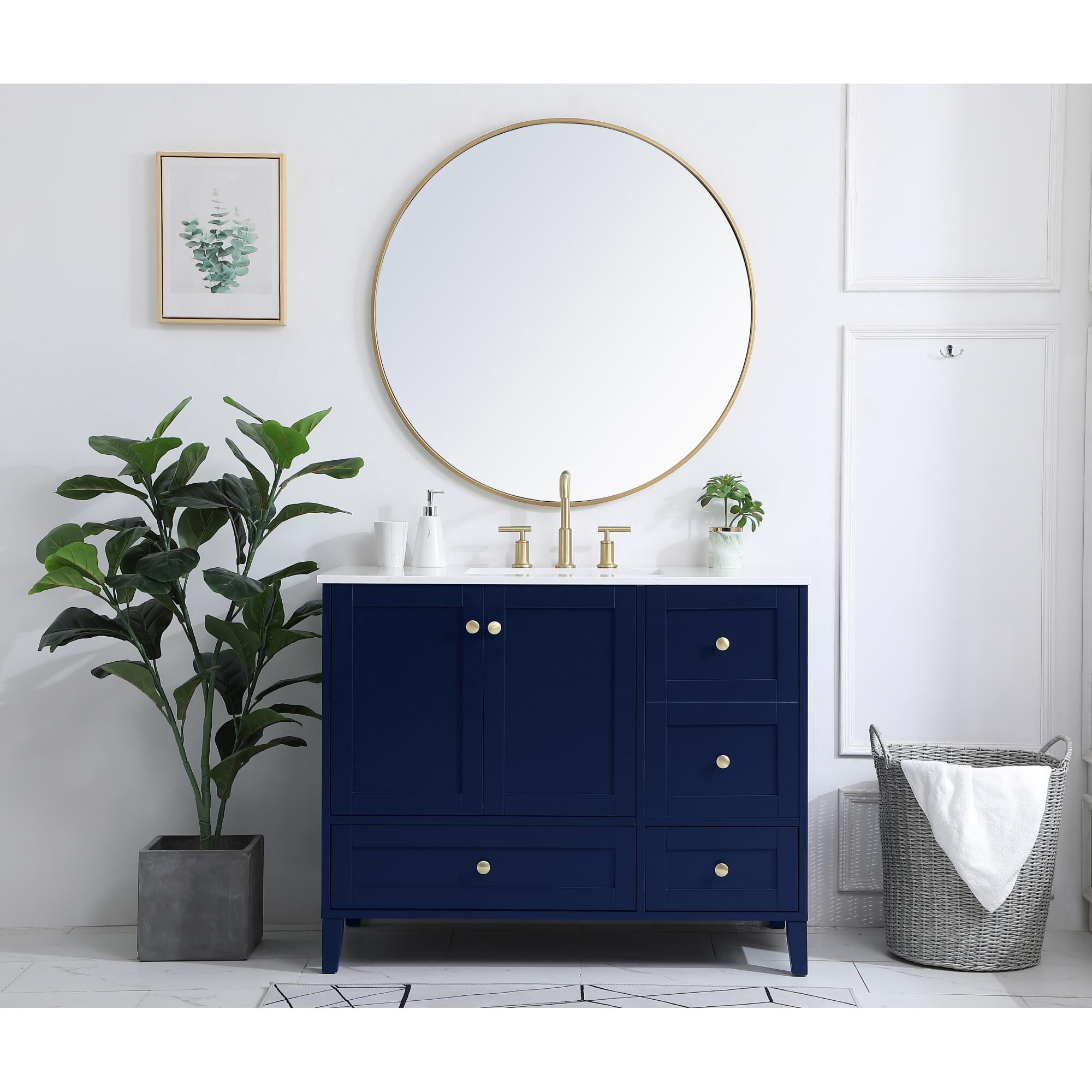 Shown in Blue And Gold With Calacatta Quartz finish