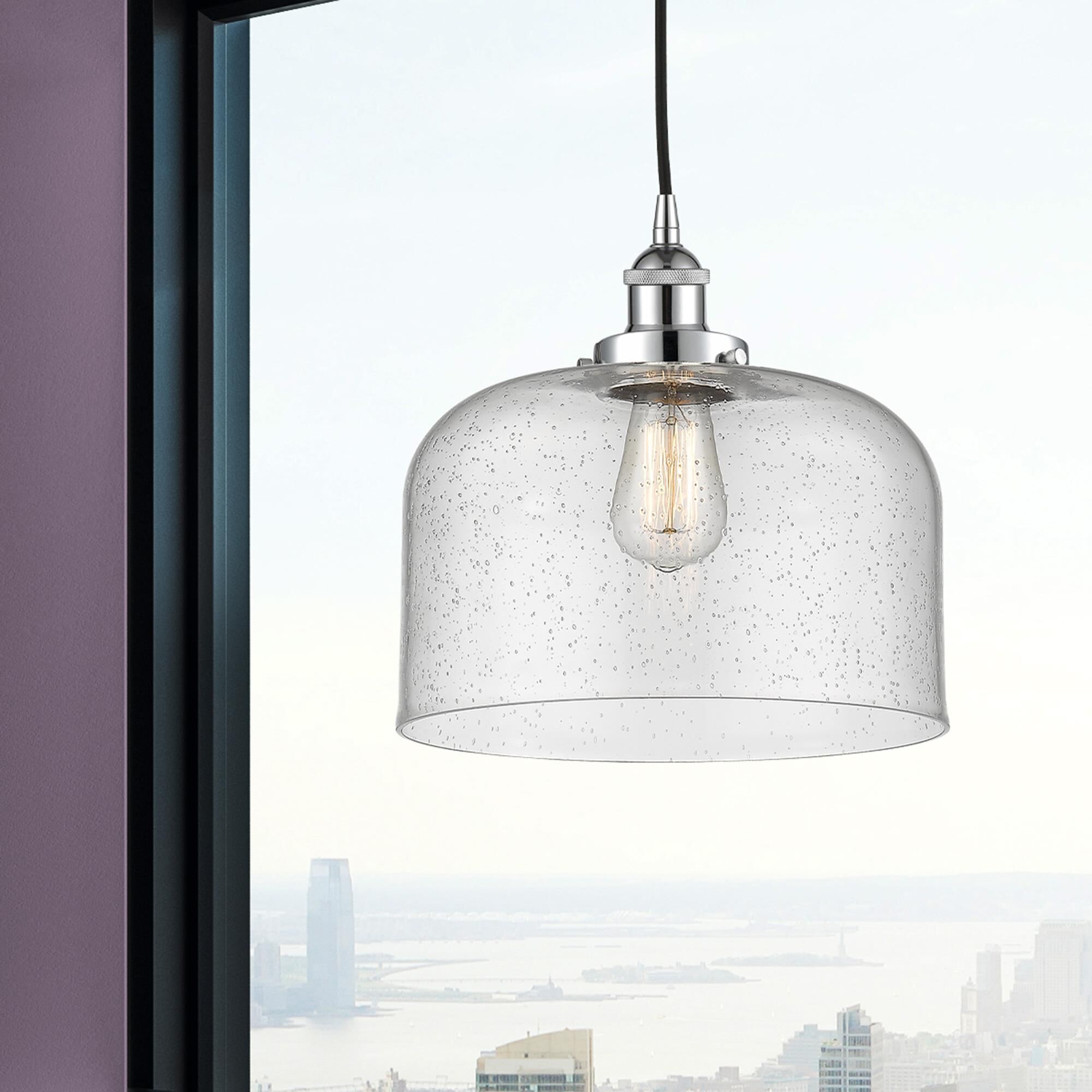 Shown in Polished Chrome finish and Seedy X-Large Bell glass