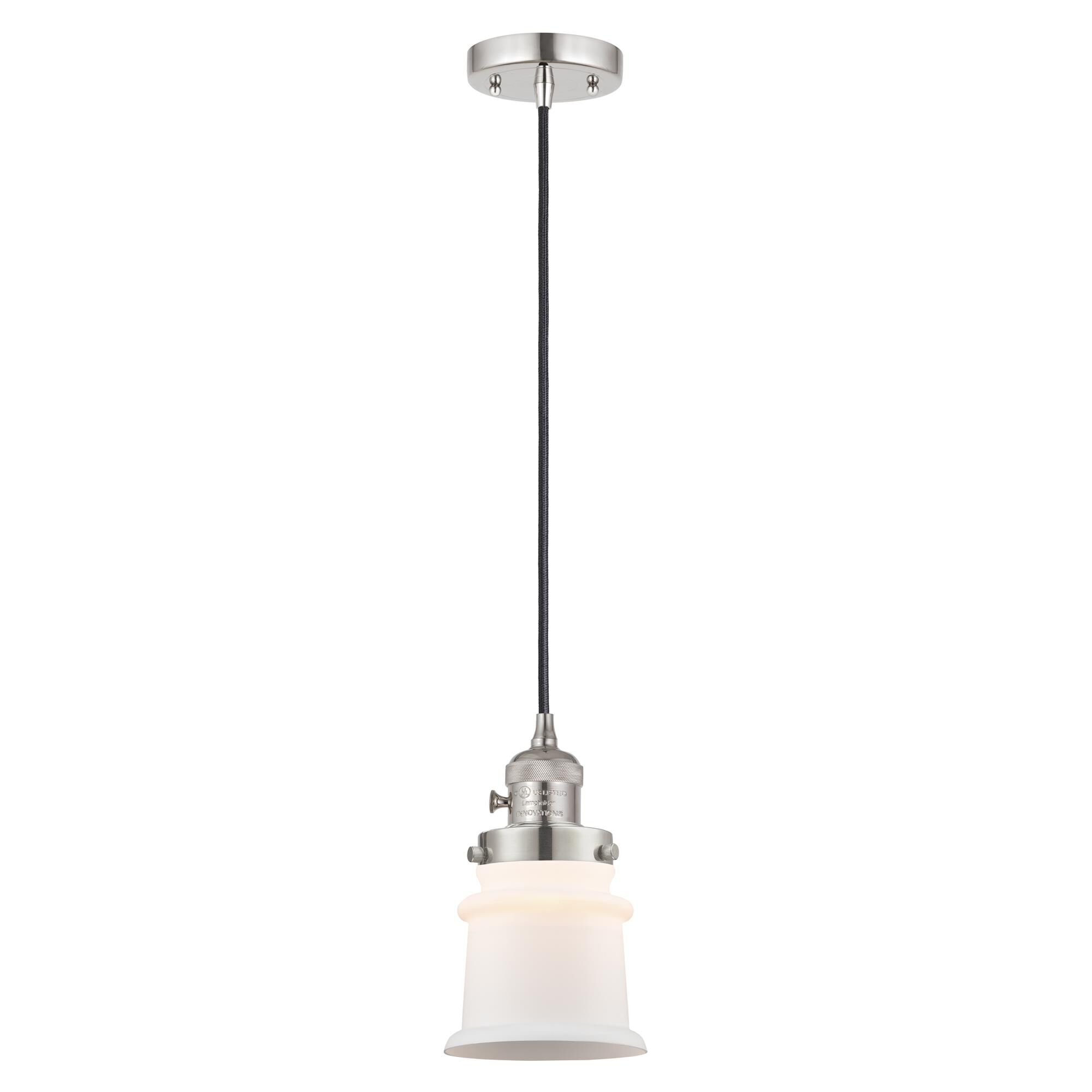 Shown in Polished Nickel finish and Matte White glass