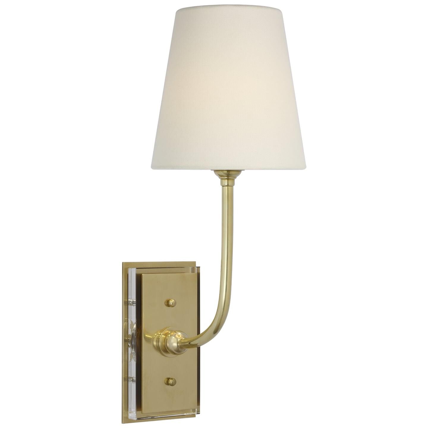 Shown in Hand-Rubbed Antique Brass finish and Clear glass