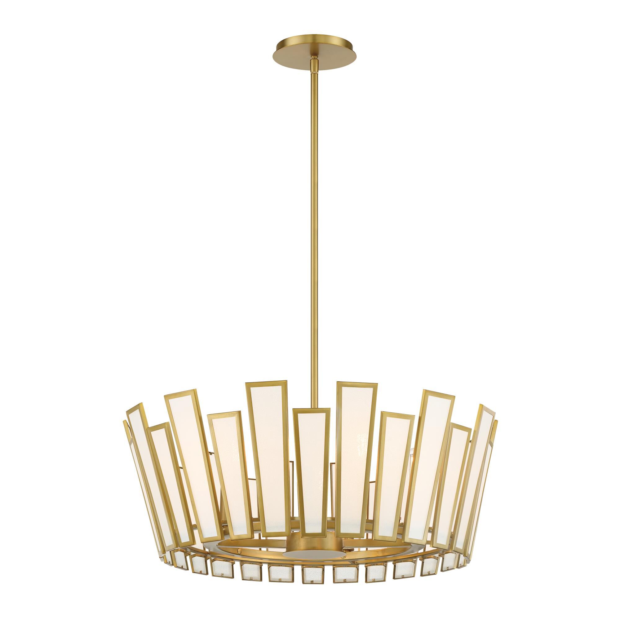 Shown in Soft Brass finish and White Silk glass