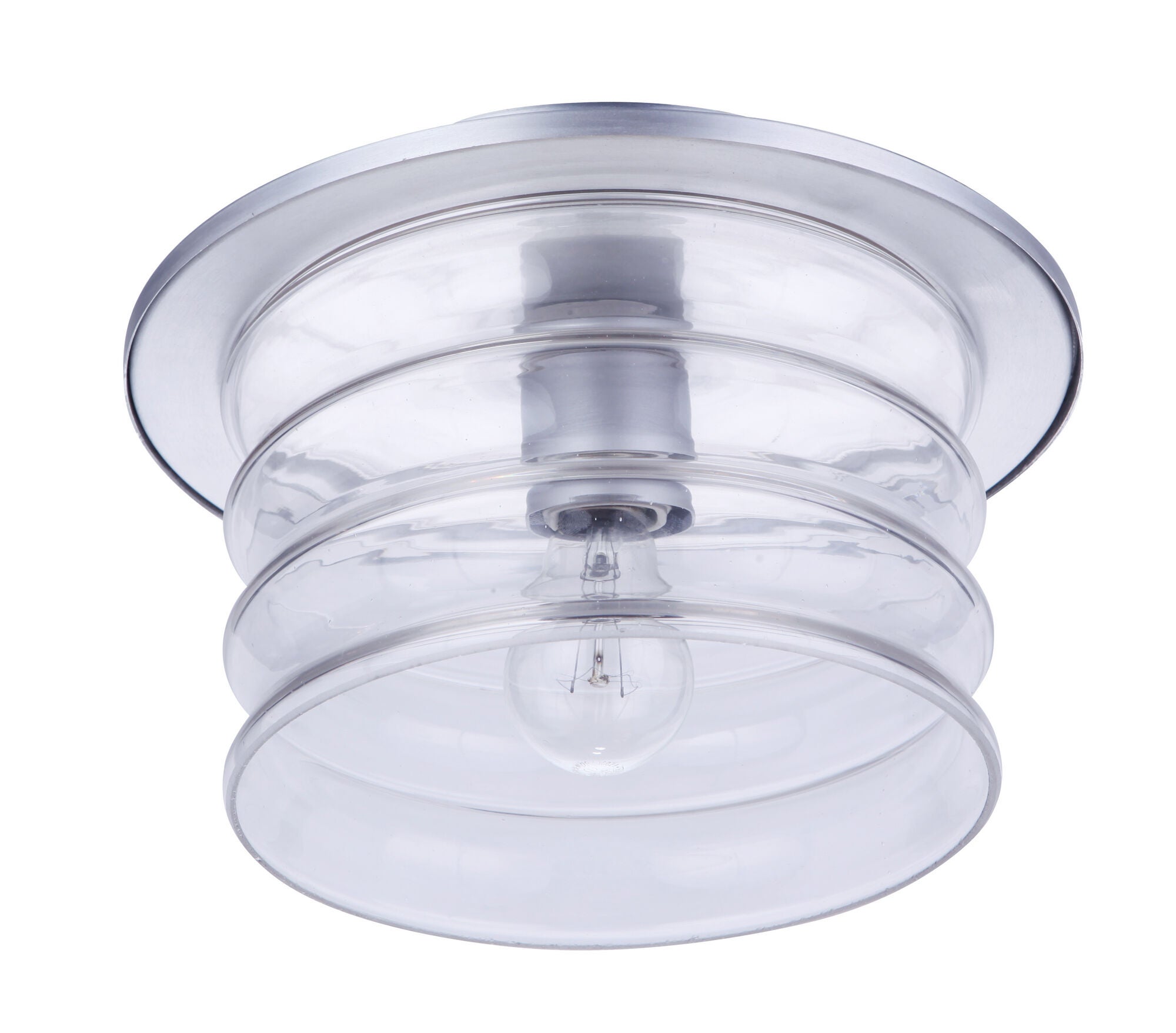 Shown in Satin Aluminum finish and Clear glass and Glass shade