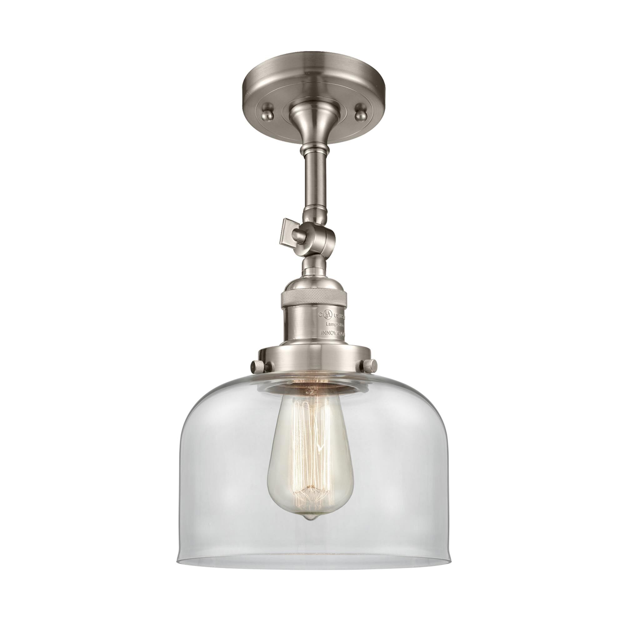 Shown in Brushed Satin Nickel finish and Clear glass and None accent