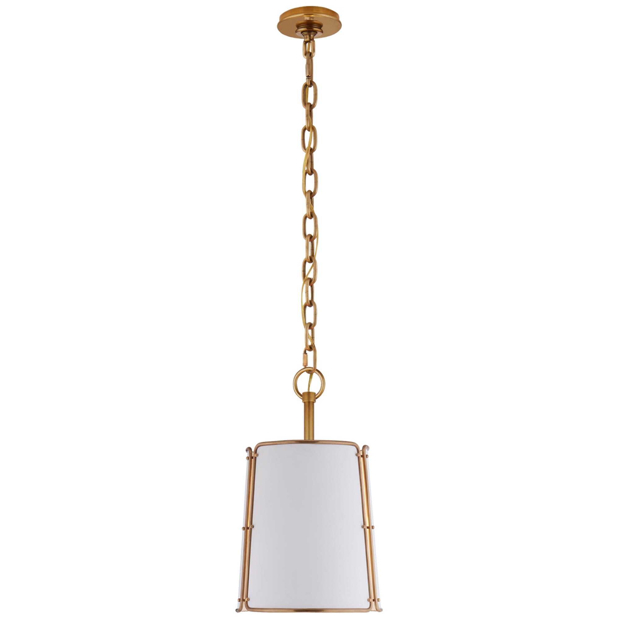 Shown in Hand-Rubbed Antique Brass finish and White shade