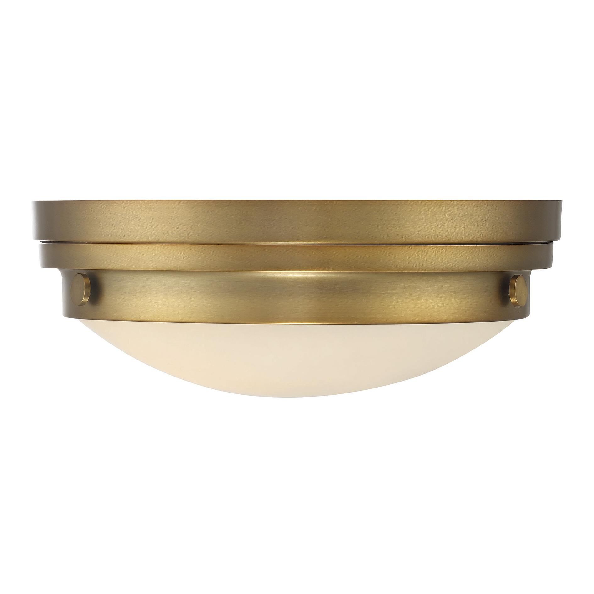 Shown in Warm Brass finish and White glass