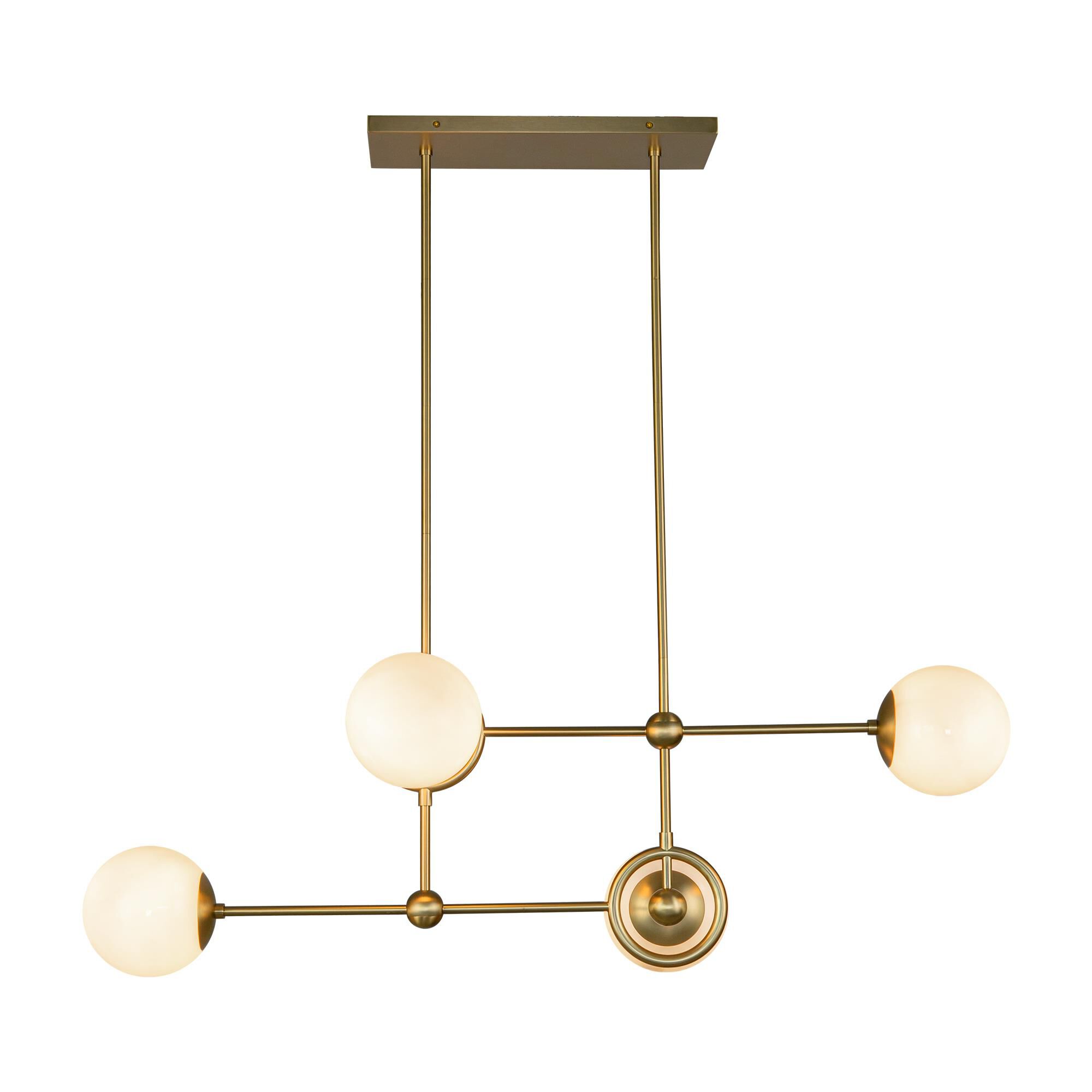 Shown in Brushed Gold/Glossy Opal Glass|matte Black/Glossy Opal Glass finish and Glossy Opal glass and Glossy Opal Glass shade