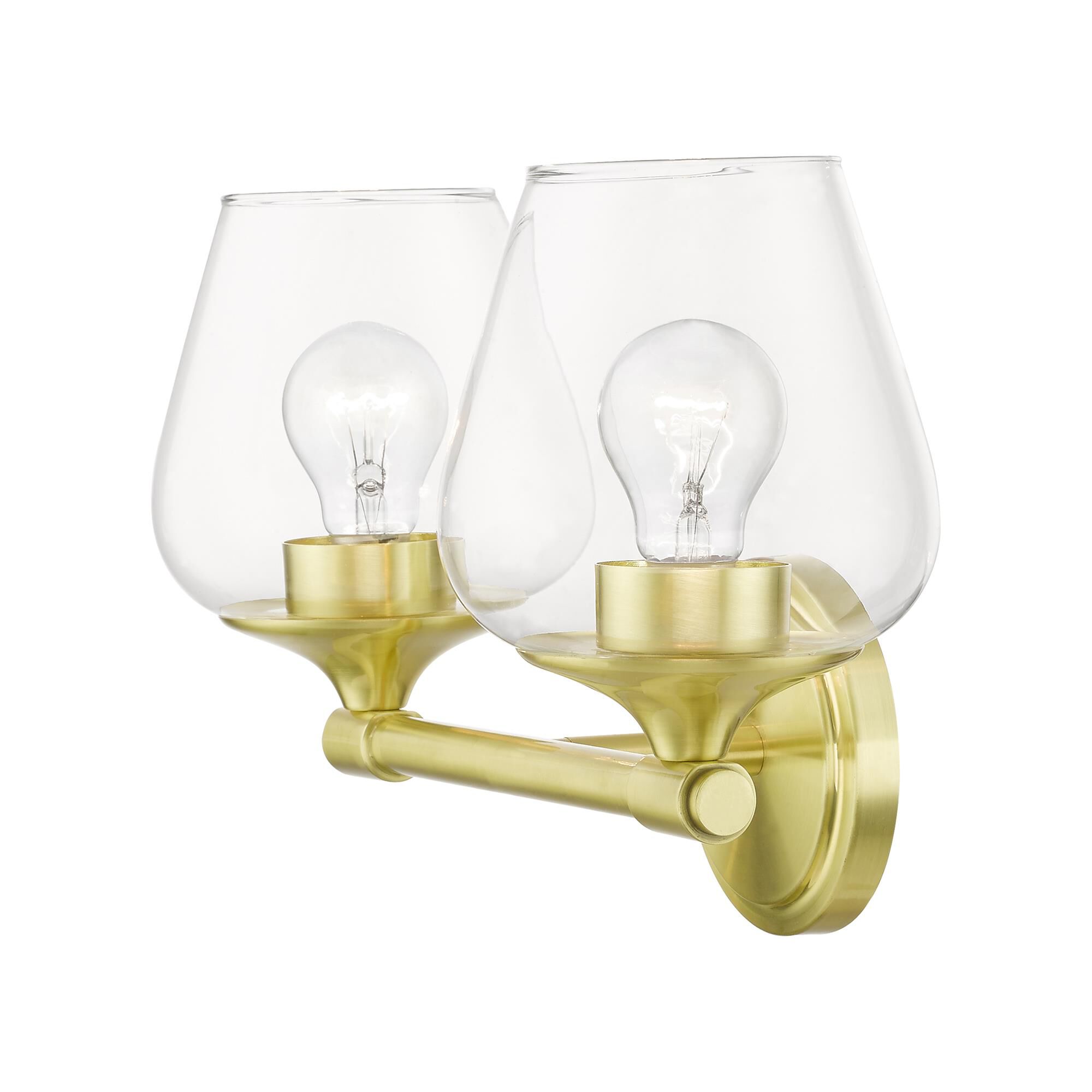 Shown in Satin Brass finish and Clear glass