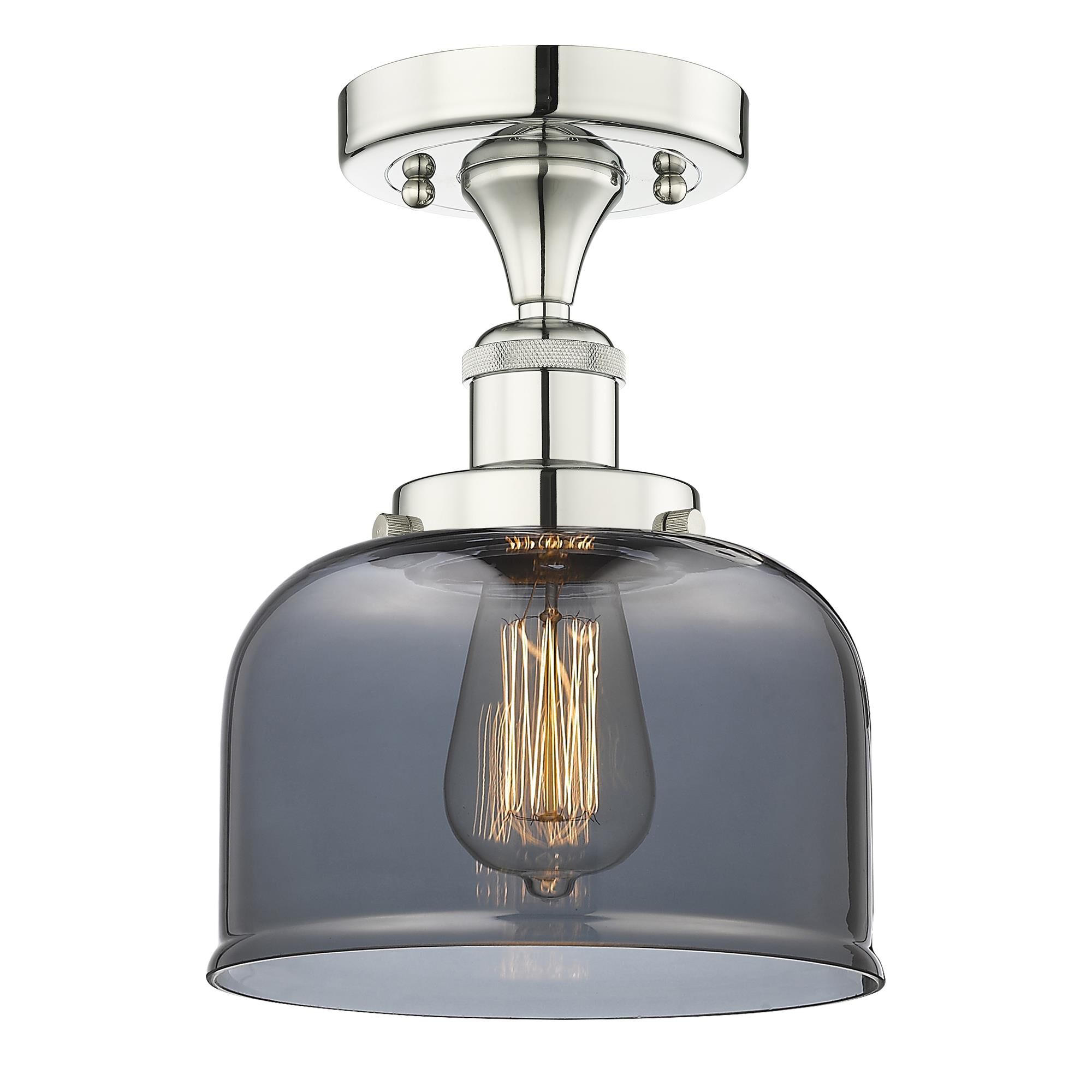Shown in Polished Nickel finish and Plated Smoke glass