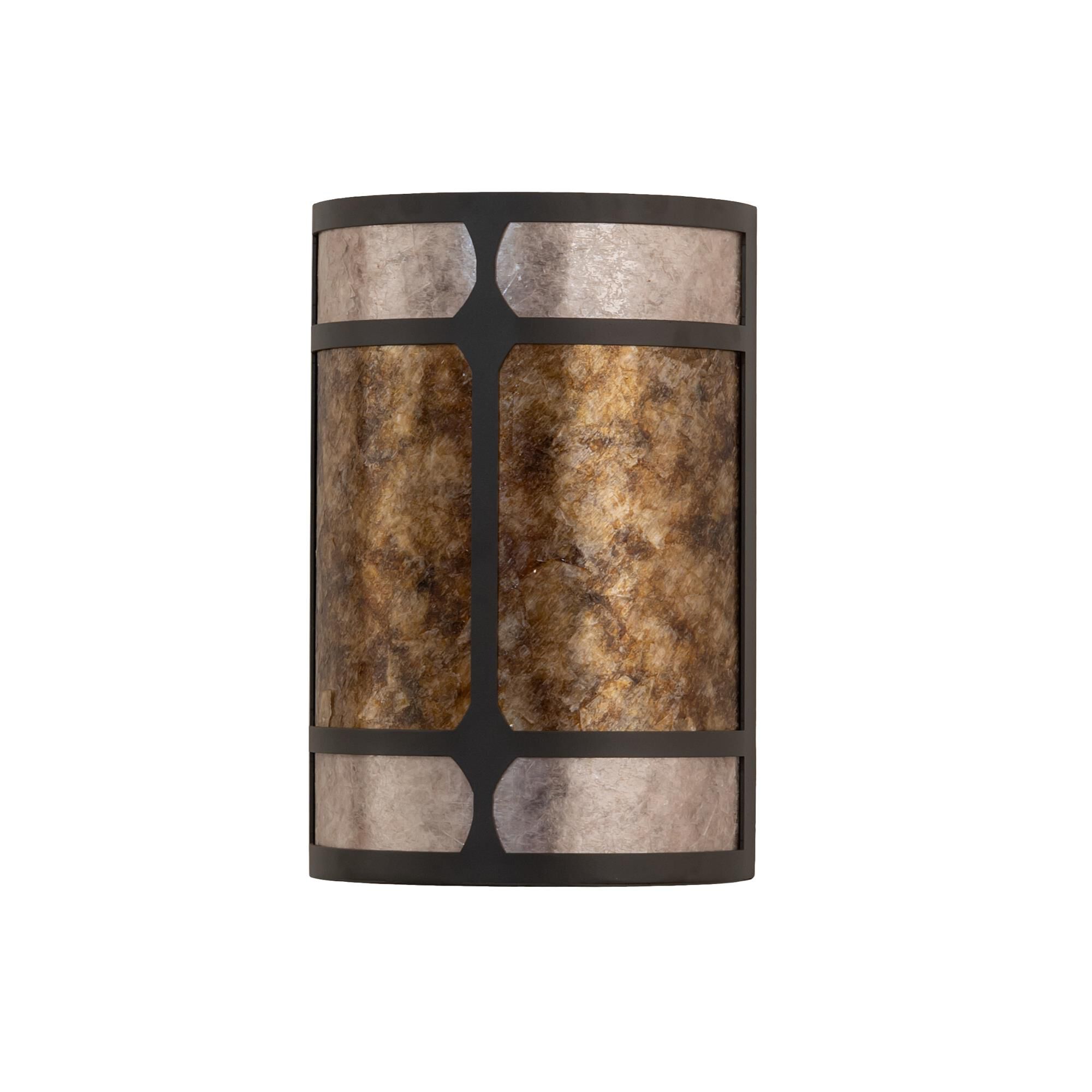 Shown in Wrought Iron finish and Amber Mica;Silver Mica glass