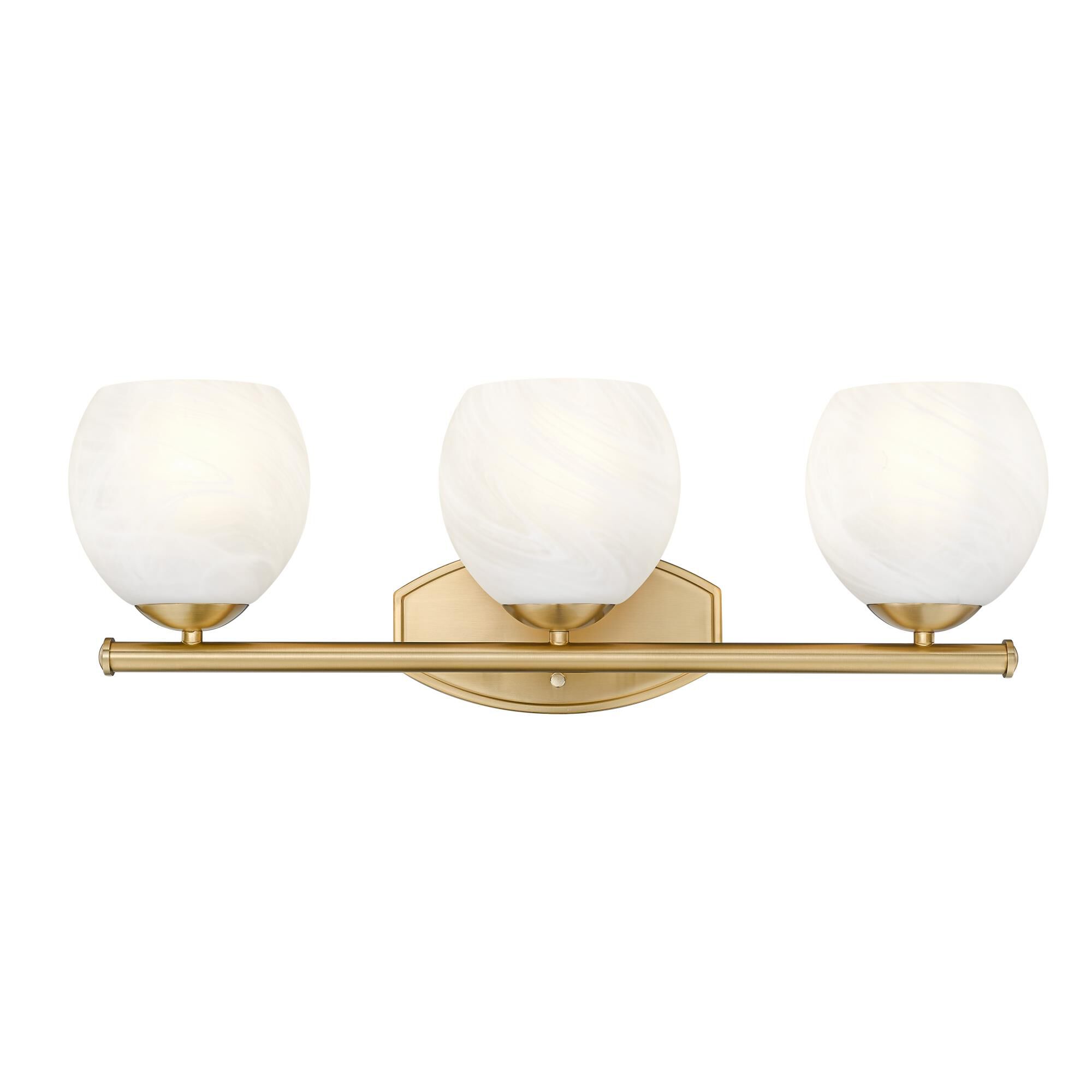 Shown in Modern Gold finish and Feathered White glass