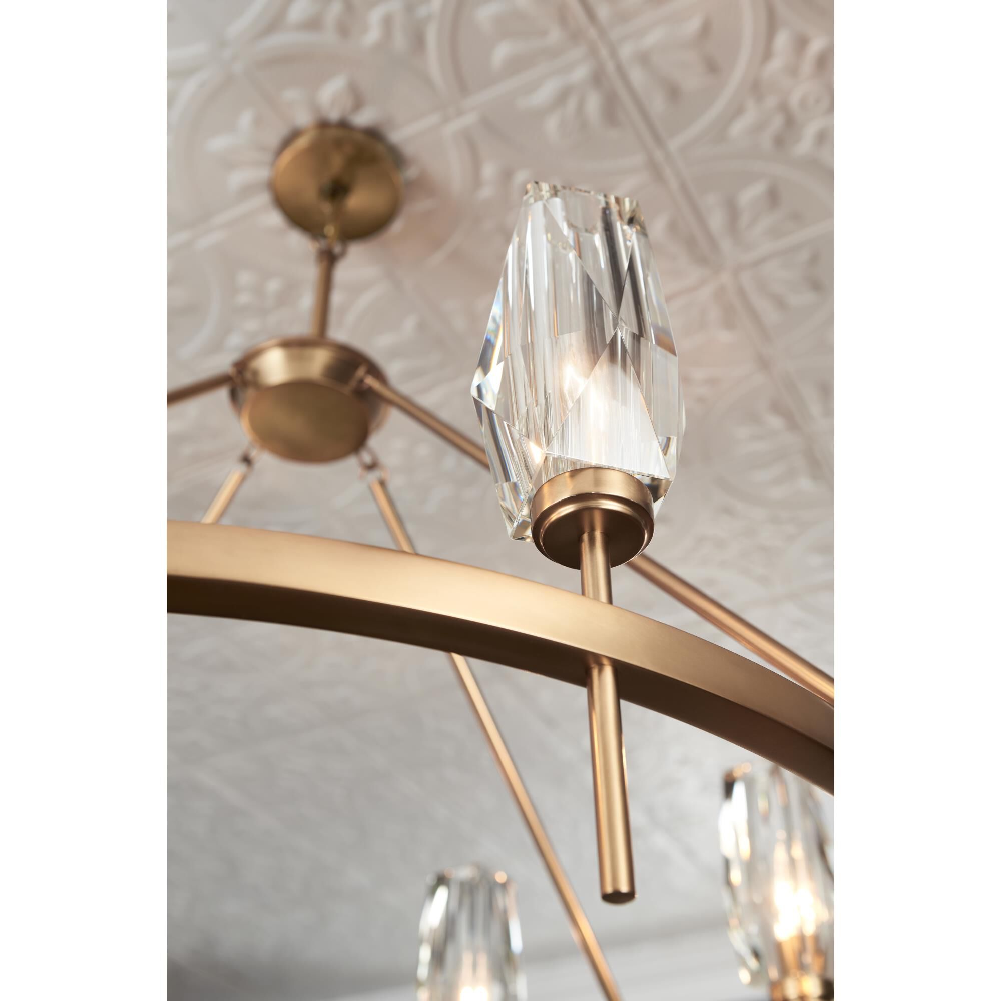Shown in Heritage Brass finish and Faceted Clear Crystal glass