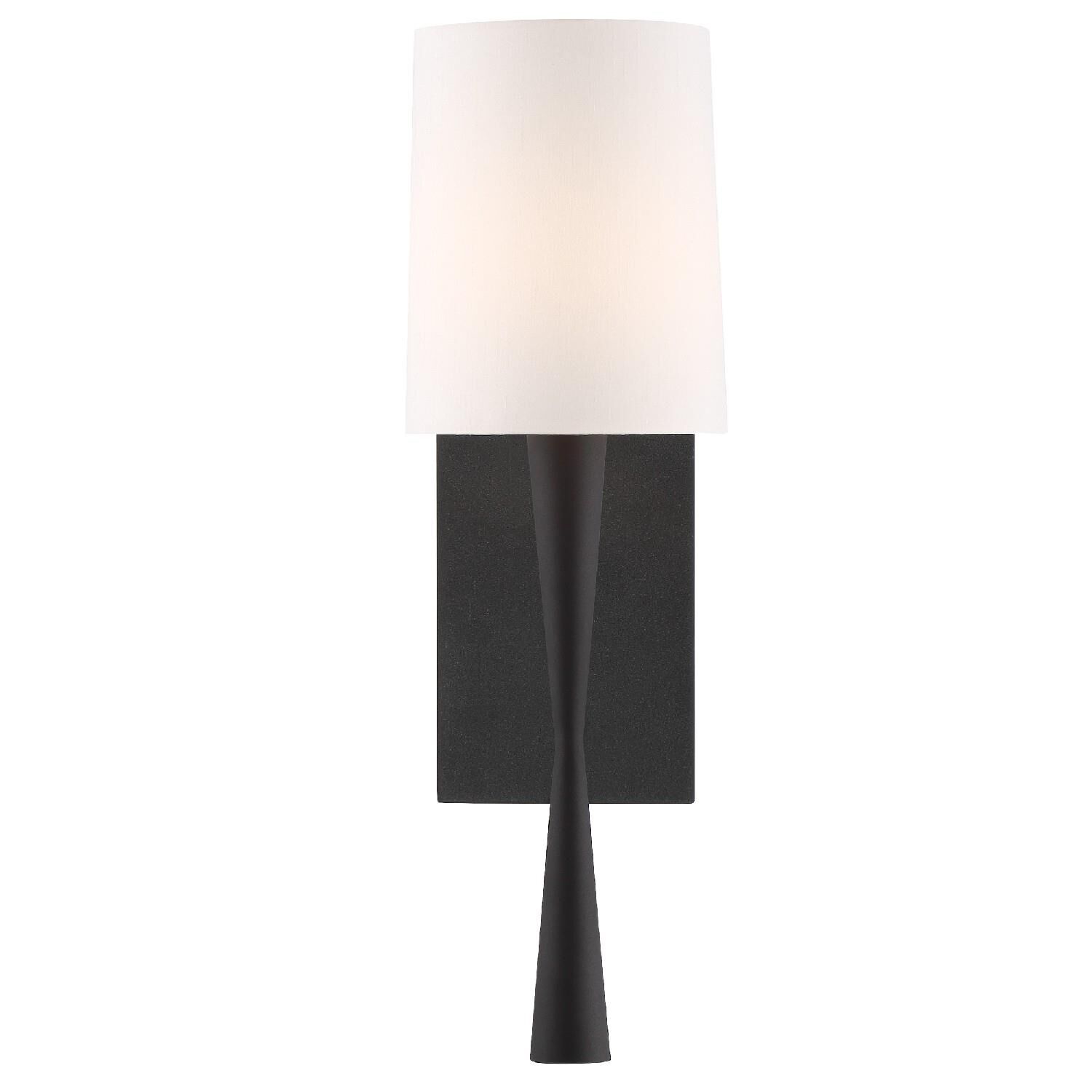 Shown in Black Forged finish and White Silk glass and White Silk shade