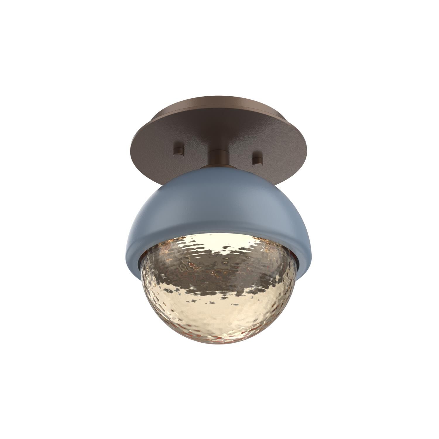 Shown in Burnished Bronze finish and Amber glass and Poppy Blue accent